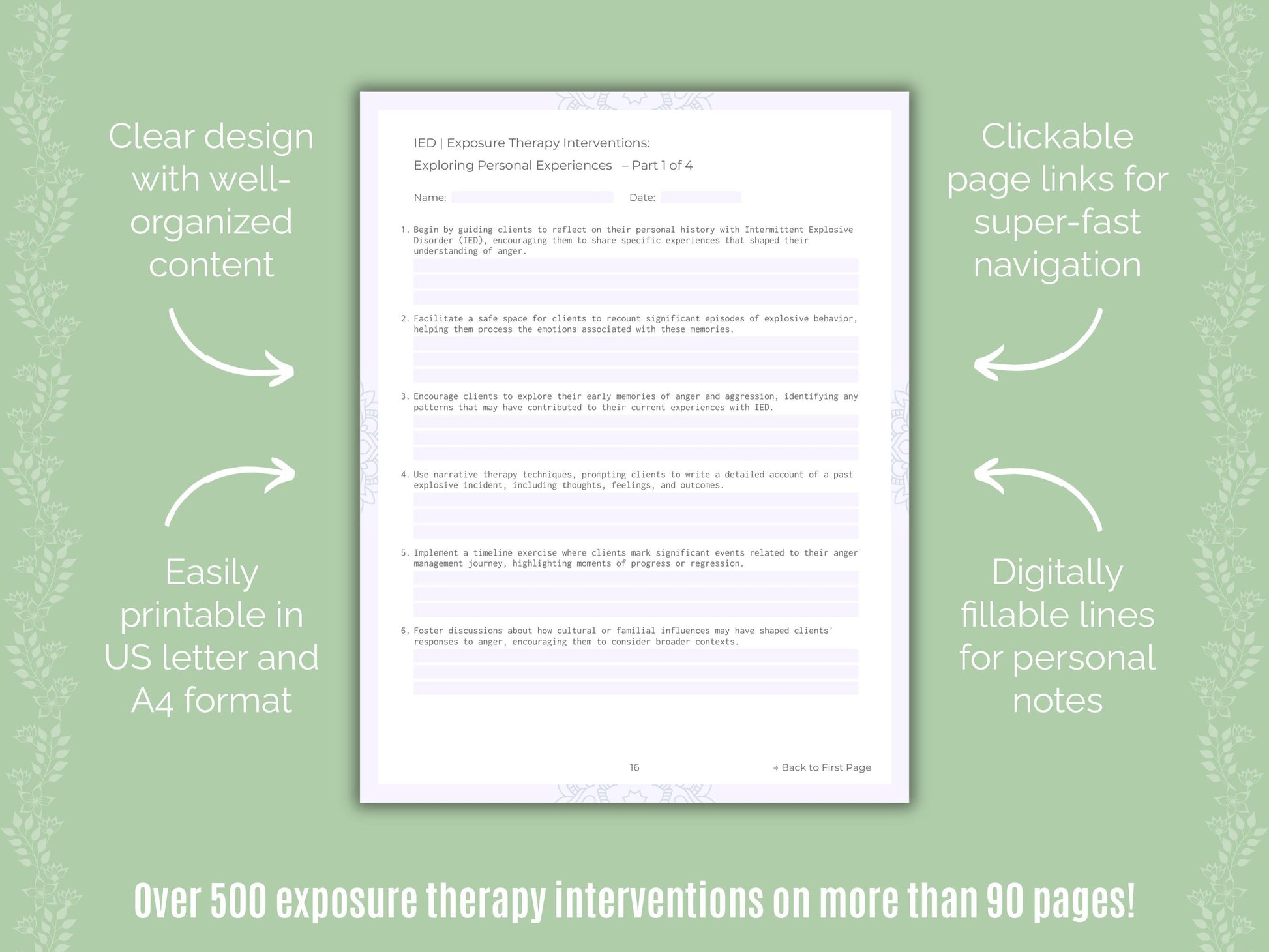 Intermittent Explosive Disorder (IED) Exposure Therapy Counseling Templates