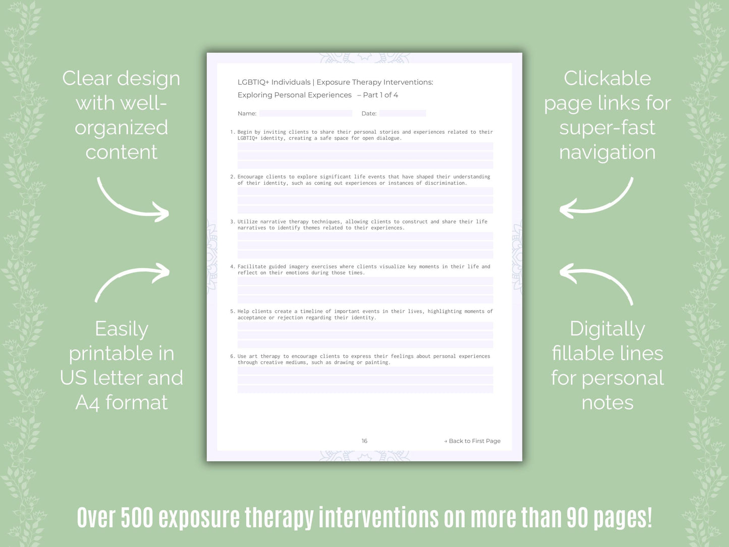 LGBTIQ+ Individuals Exposure Therapy Counseling Templates