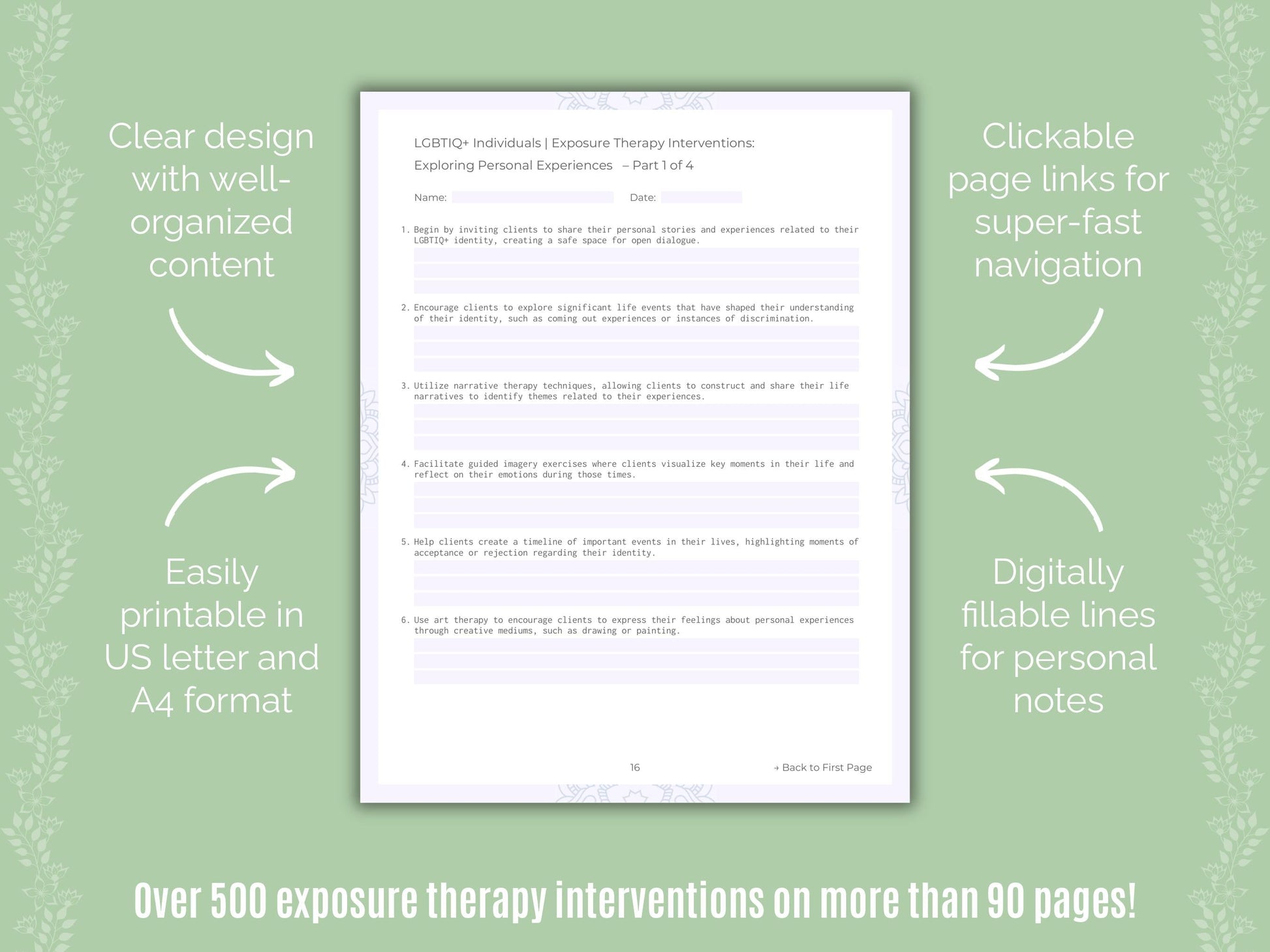 LGBTIQ+ Individuals Exposure Therapy Counseling Templates