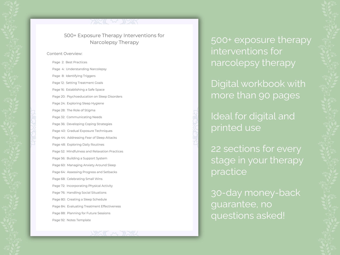 Narcolepsy Exposure Therapy Therapist Worksheets