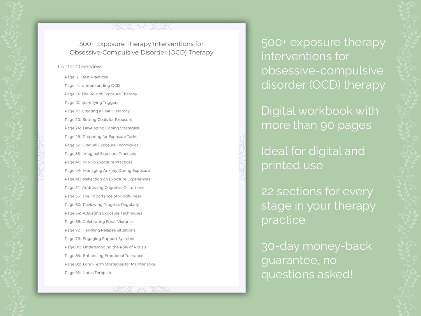 Obsessive-Compulsive Disorder (OCD) Exposure Therapy Therapist Worksheets