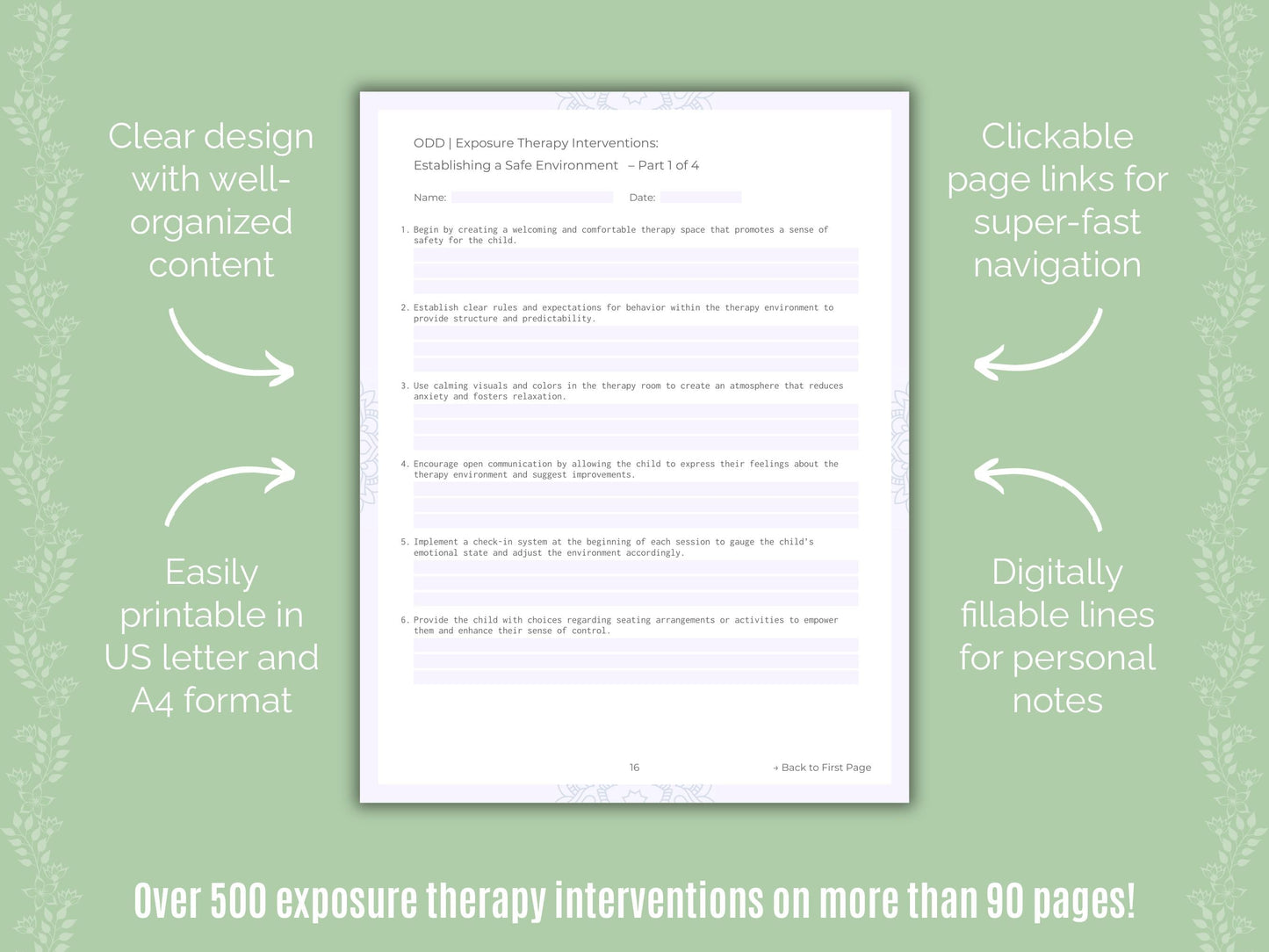 Oppositional Defiant Disorder (ODD) Exposure Therapy Counseling Templates