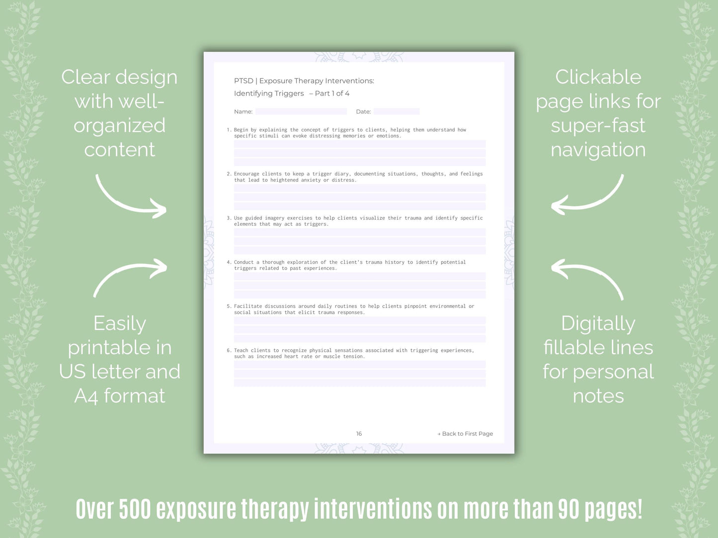 Post-Traumatic Stress Disorder (PTSD) Exposure Therapy Counseling Templates