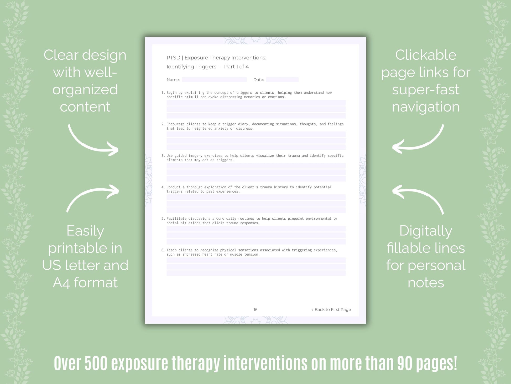 Post-Traumatic Stress Disorder (PTSD) Exposure Therapy Counseling Templates