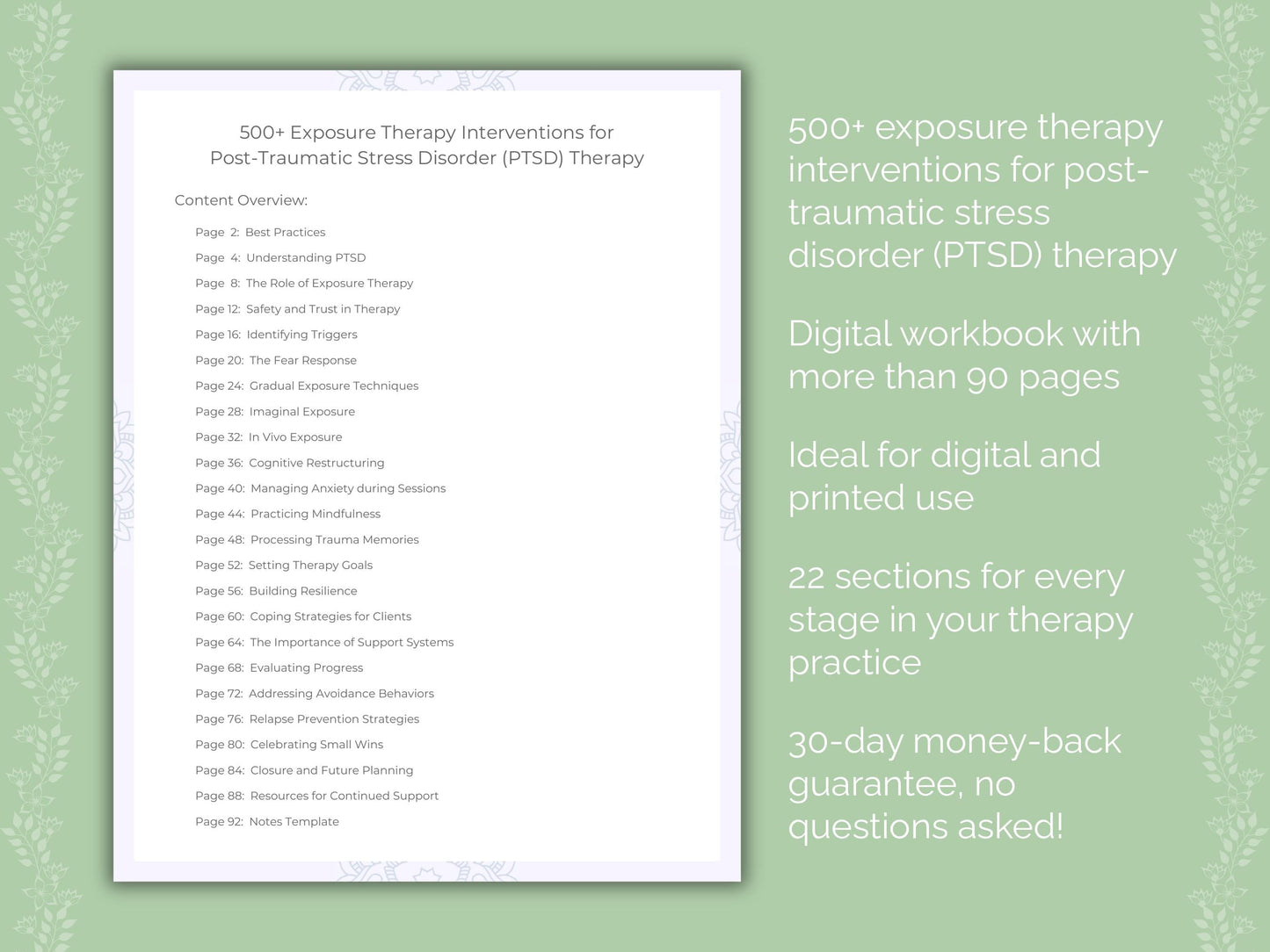 Post-Traumatic Stress Disorder (PTSD) Exposure Therapy Therapist Worksheets
