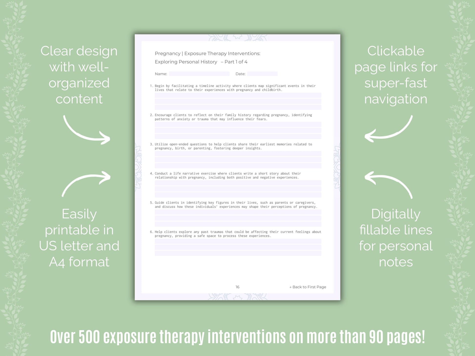 Pregnancy Exposure Therapy Counseling Templates