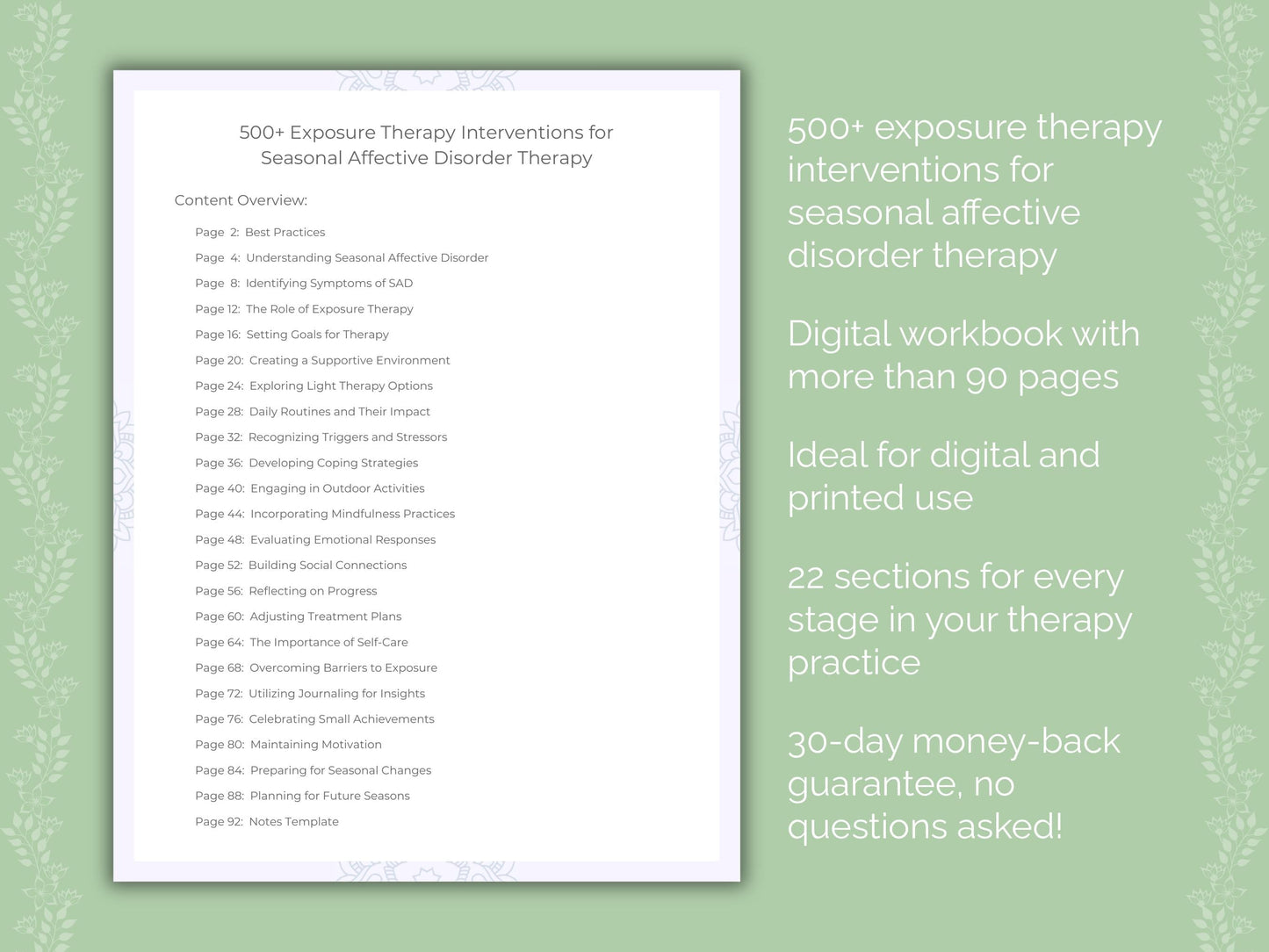 Seasonal Affective Disorder Exposure Therapy Therapist Worksheets