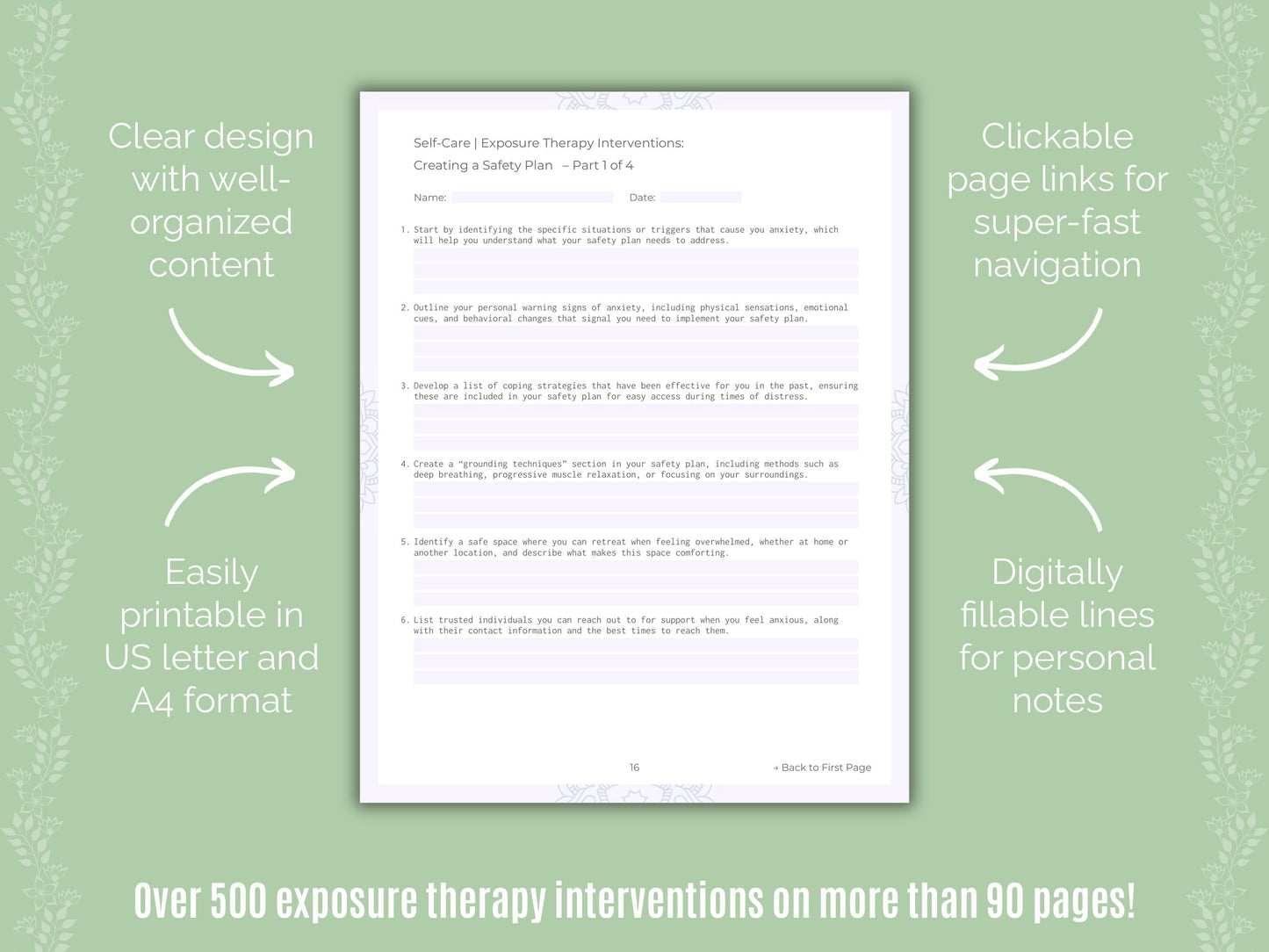 Self-Care Exposure Therapy Counseling Templates