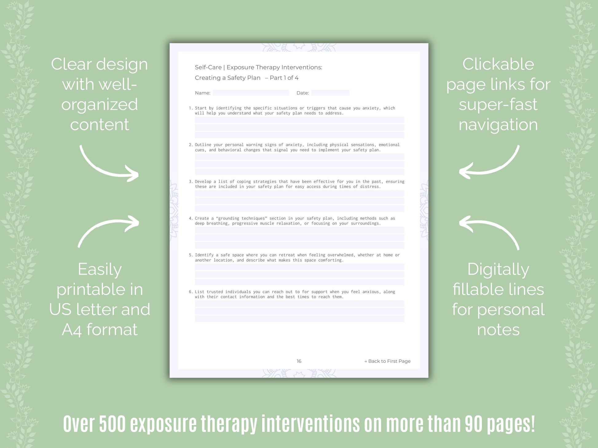 Self-Care Exposure Therapy Counseling Templates