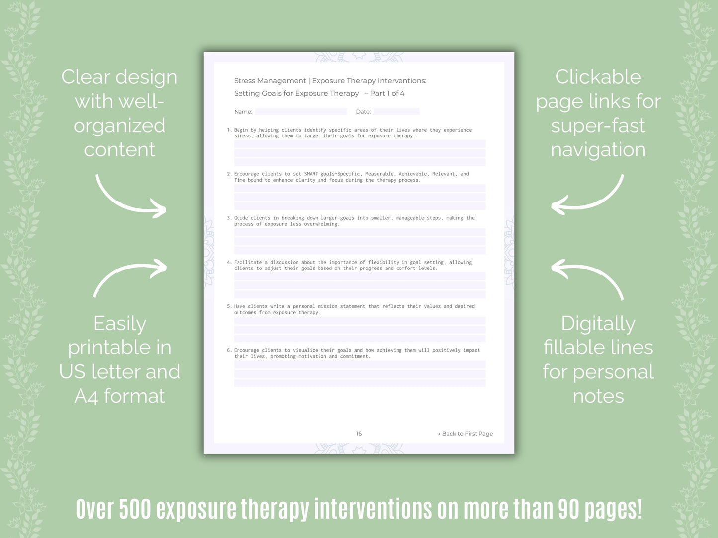 Stress Management Exposure Therapy Counseling Templates