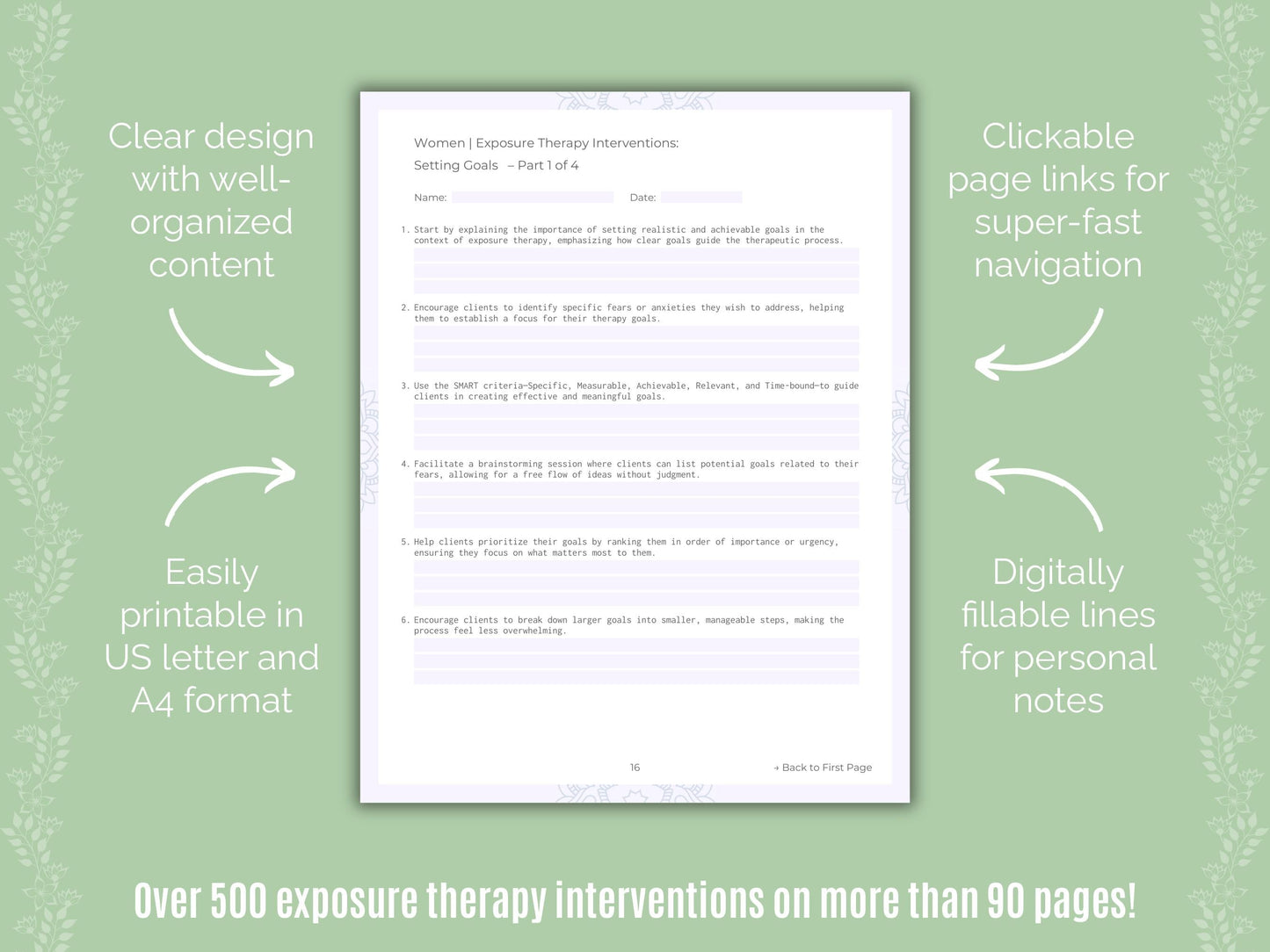 Women Exposure Therapy Counseling Templates