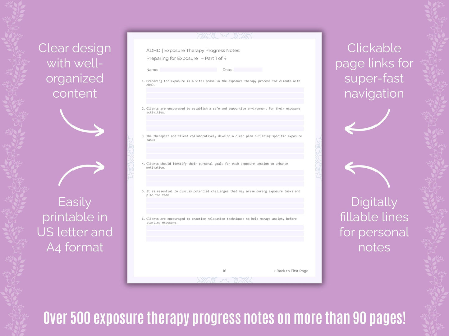 ADHD Exposure Therapy Counseling Templates