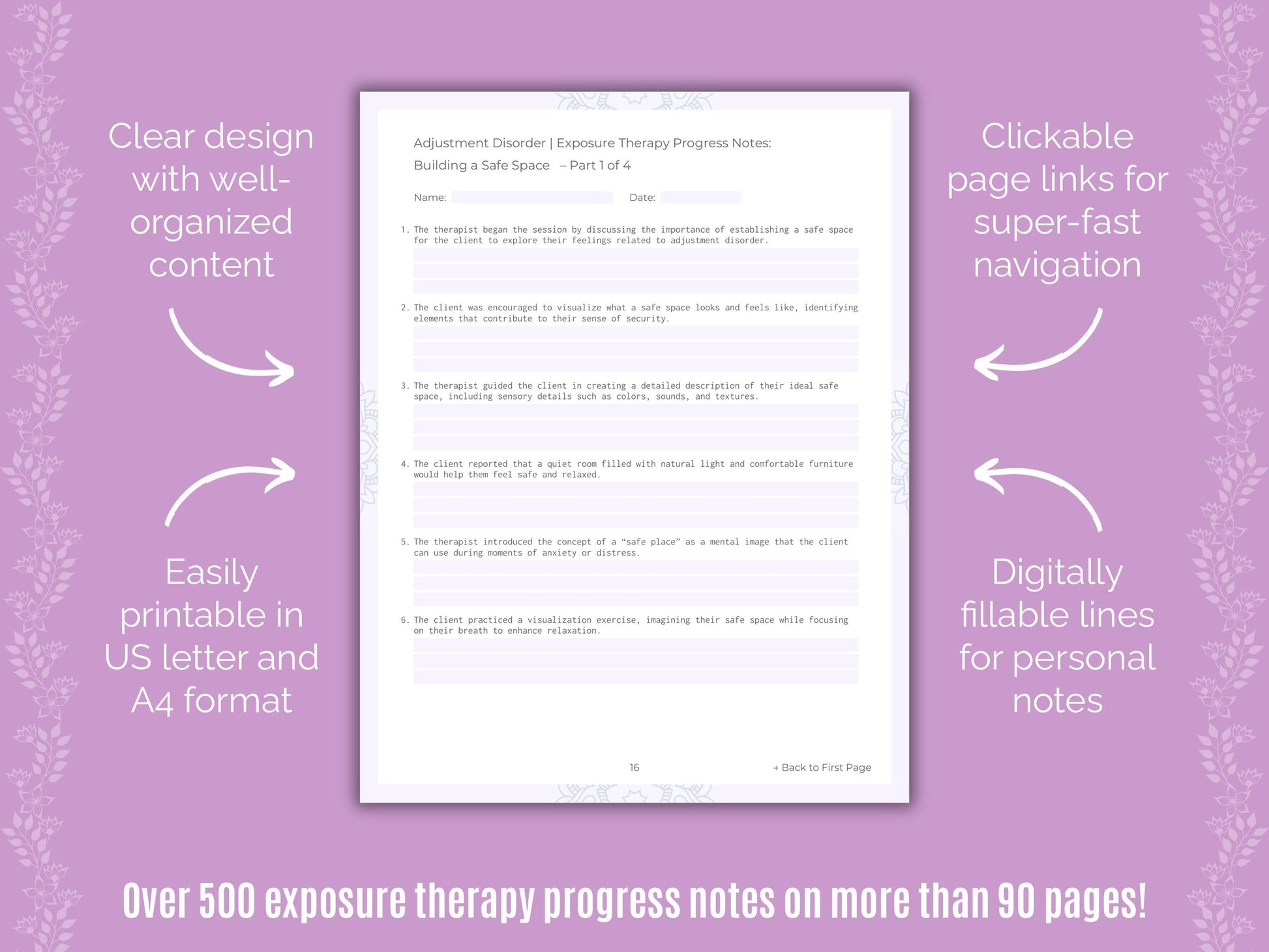 Adjustment Disorder Exposure Therapy Counseling Templates