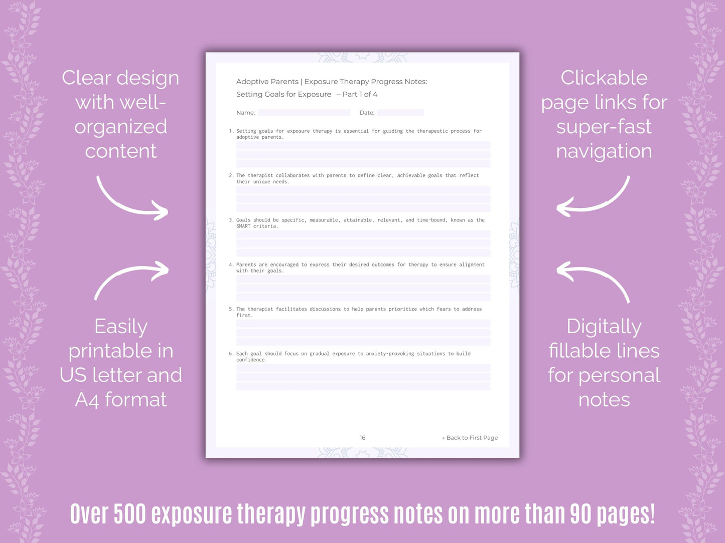 Adoptive Parents Exposure Therapy Counseling Templates