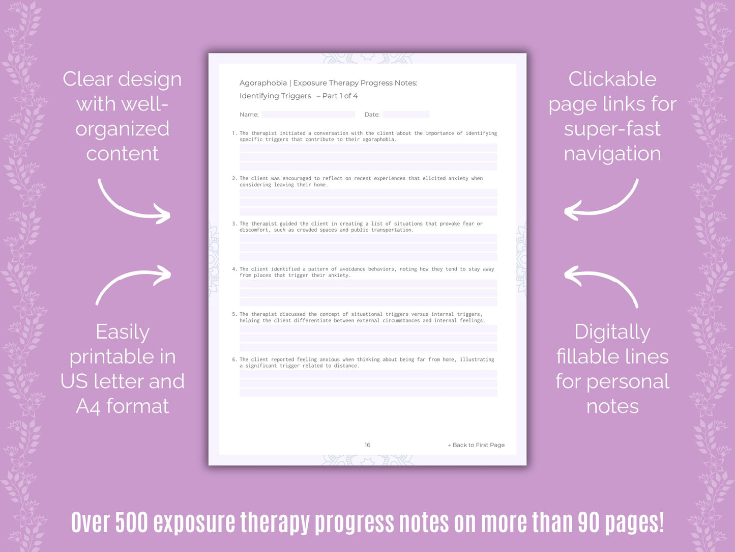 Agoraphobia Exposure Therapy Counseling Templates