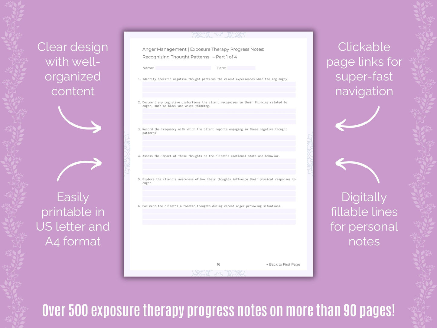 Anger Management Exposure Therapy Counseling Templates