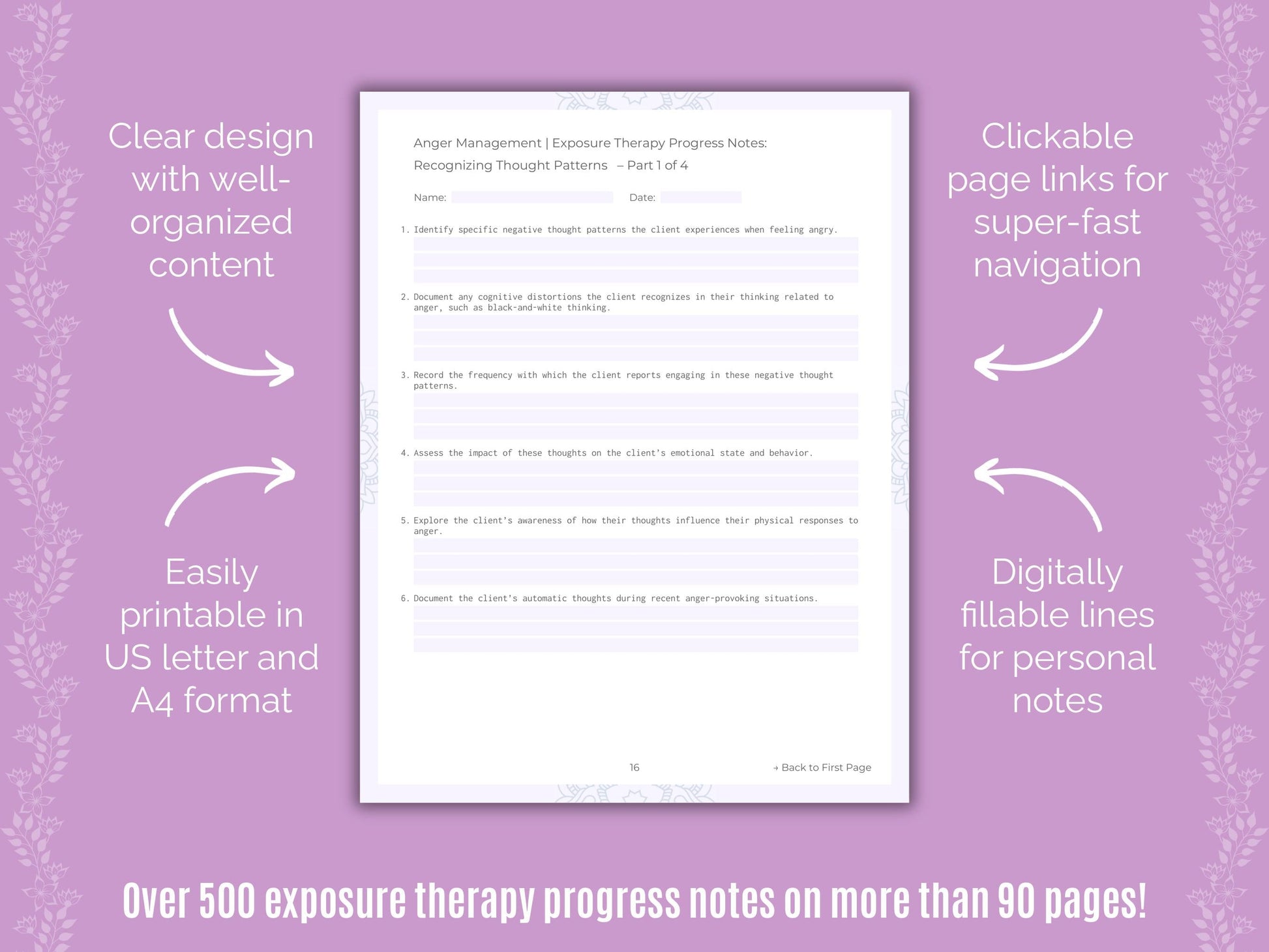 Anger Management Exposure Therapy Counseling Templates