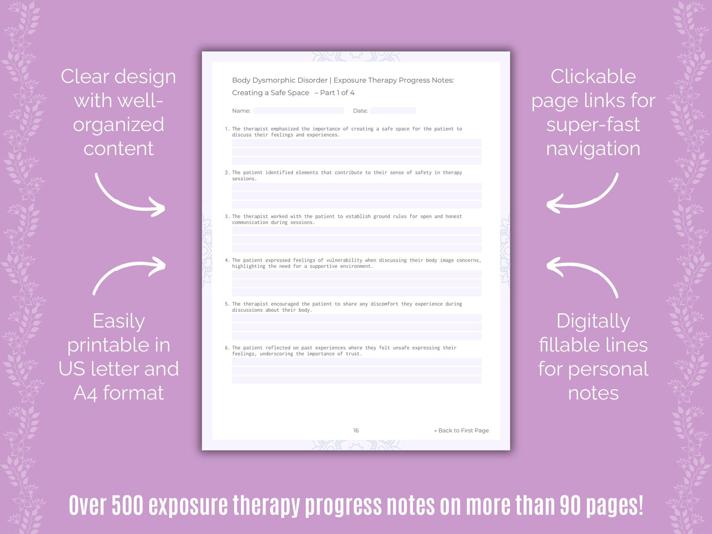 Body Dysmorphic Disorder (BDD) Exposure Therapy Counseling Templates