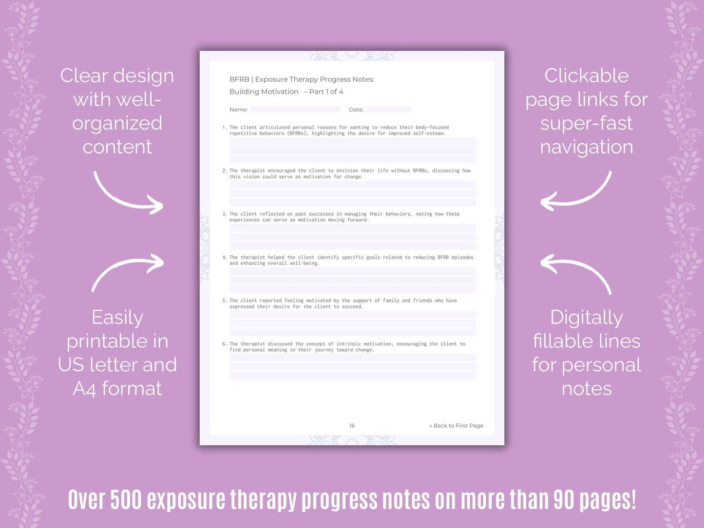 Body-Focused Repetitive Behavior (BFRB) Exposure Therapy Counseling Templates