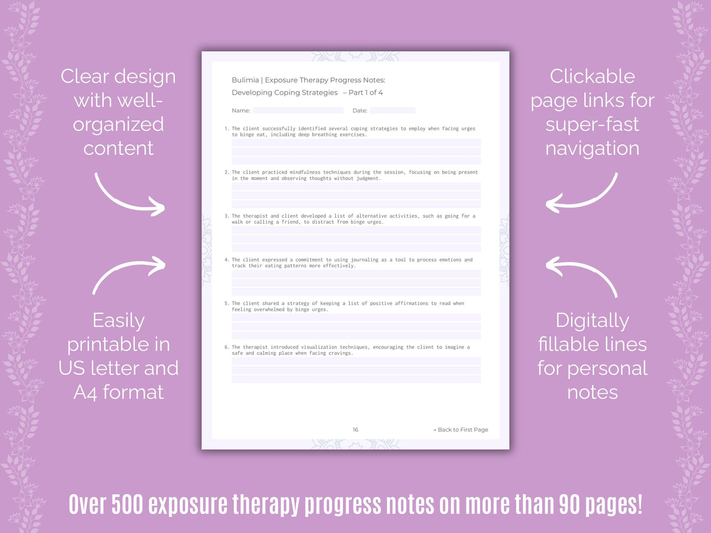 Bulimia Exposure Therapy Counseling Templates