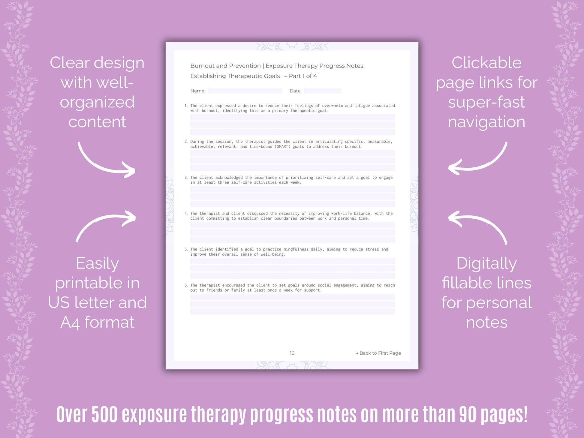 Burnout and Prevention Exposure Therapy Counseling Templates