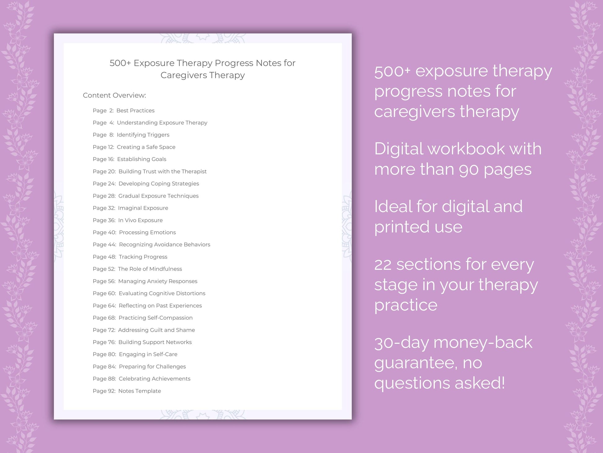 Caregivers Exposure Therapy Therapist Worksheets