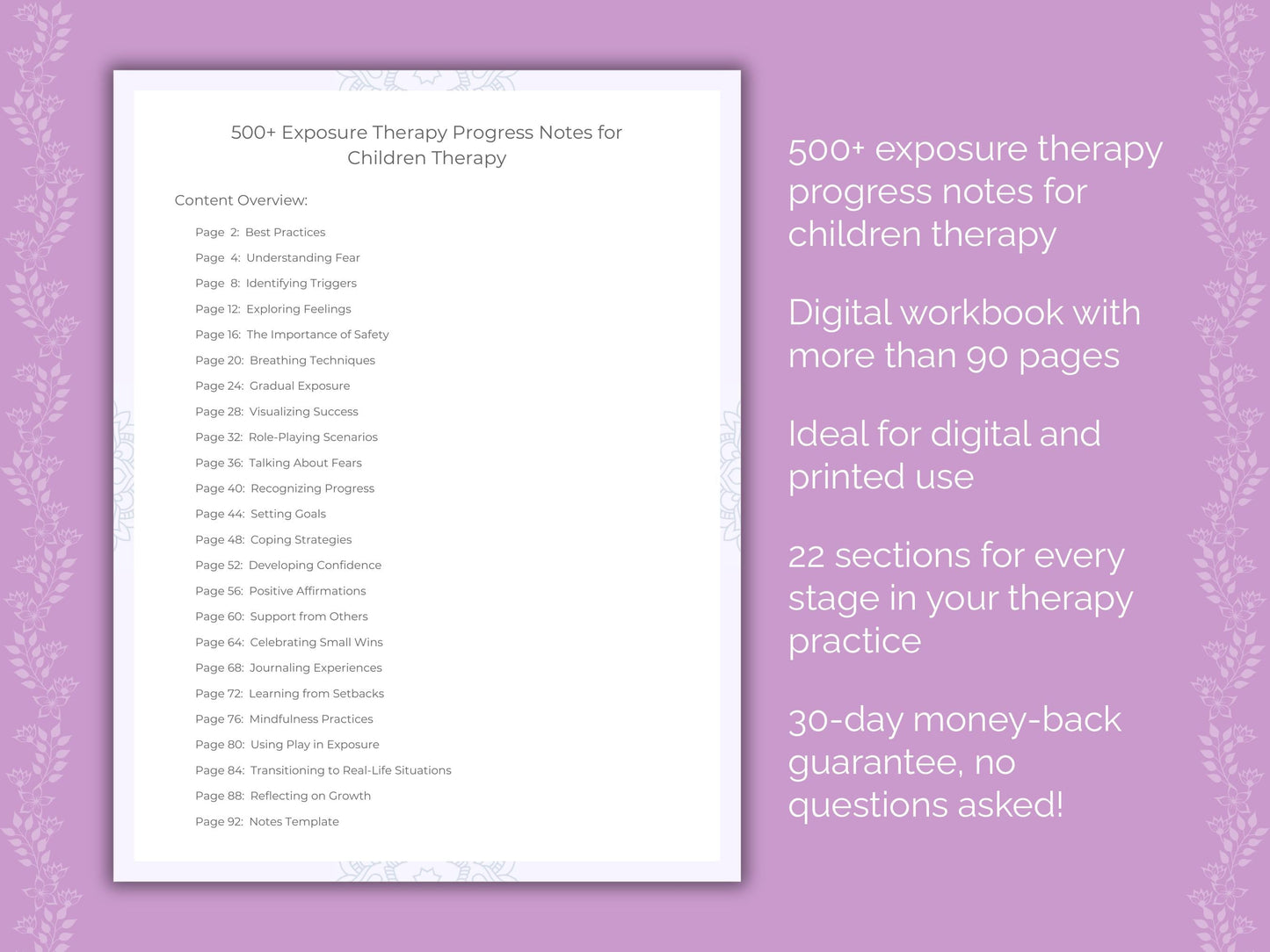 Children Exposure Therapy Therapist Worksheets