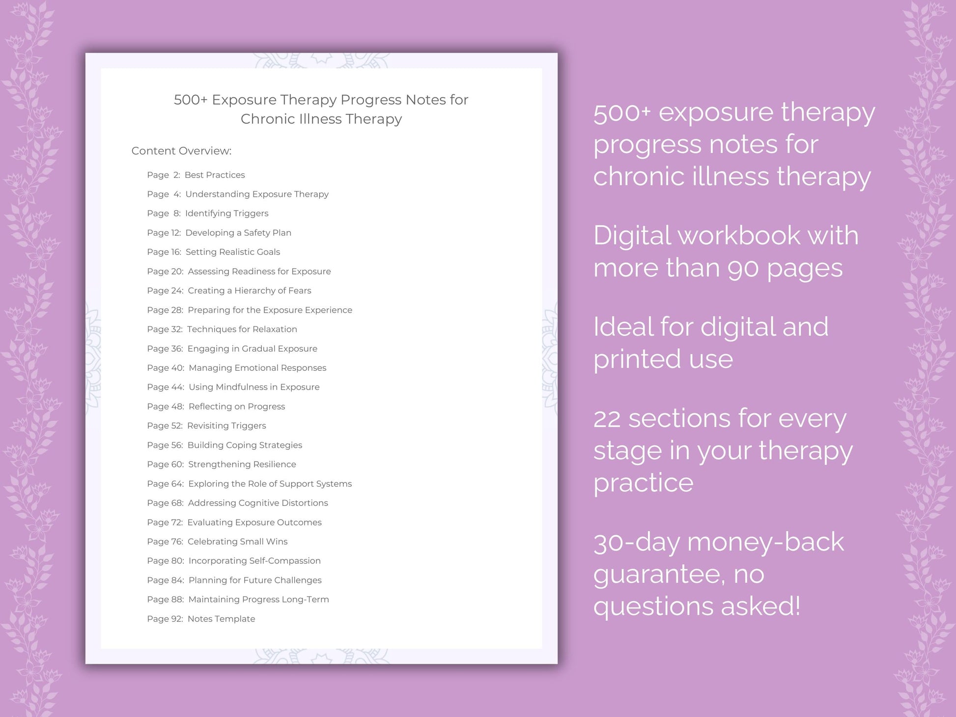 Chronic Illness Exposure Therapy Therapist Worksheets