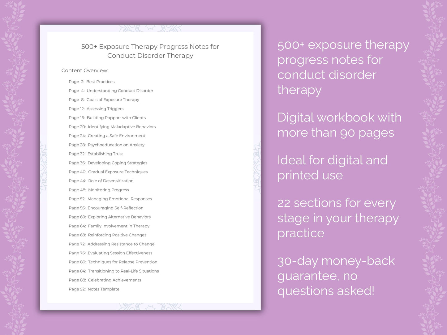 Conduct Disorder Exposure Therapy Therapist Worksheets