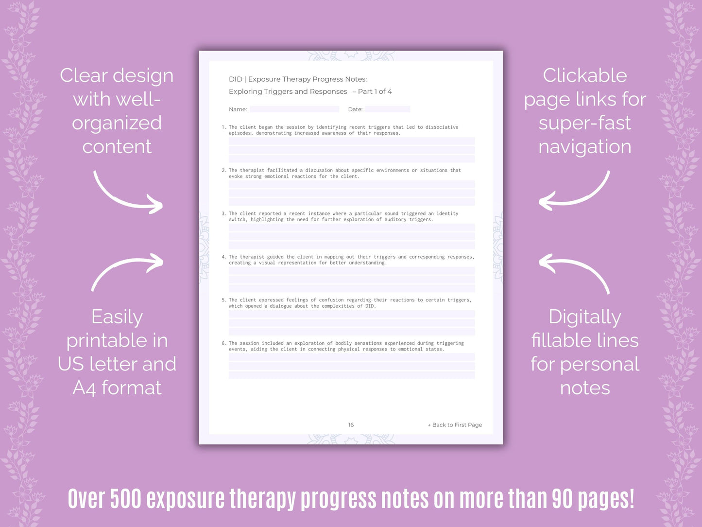 Dissociative Identity Disorder (DID) Exposure Therapy Counseling Templates