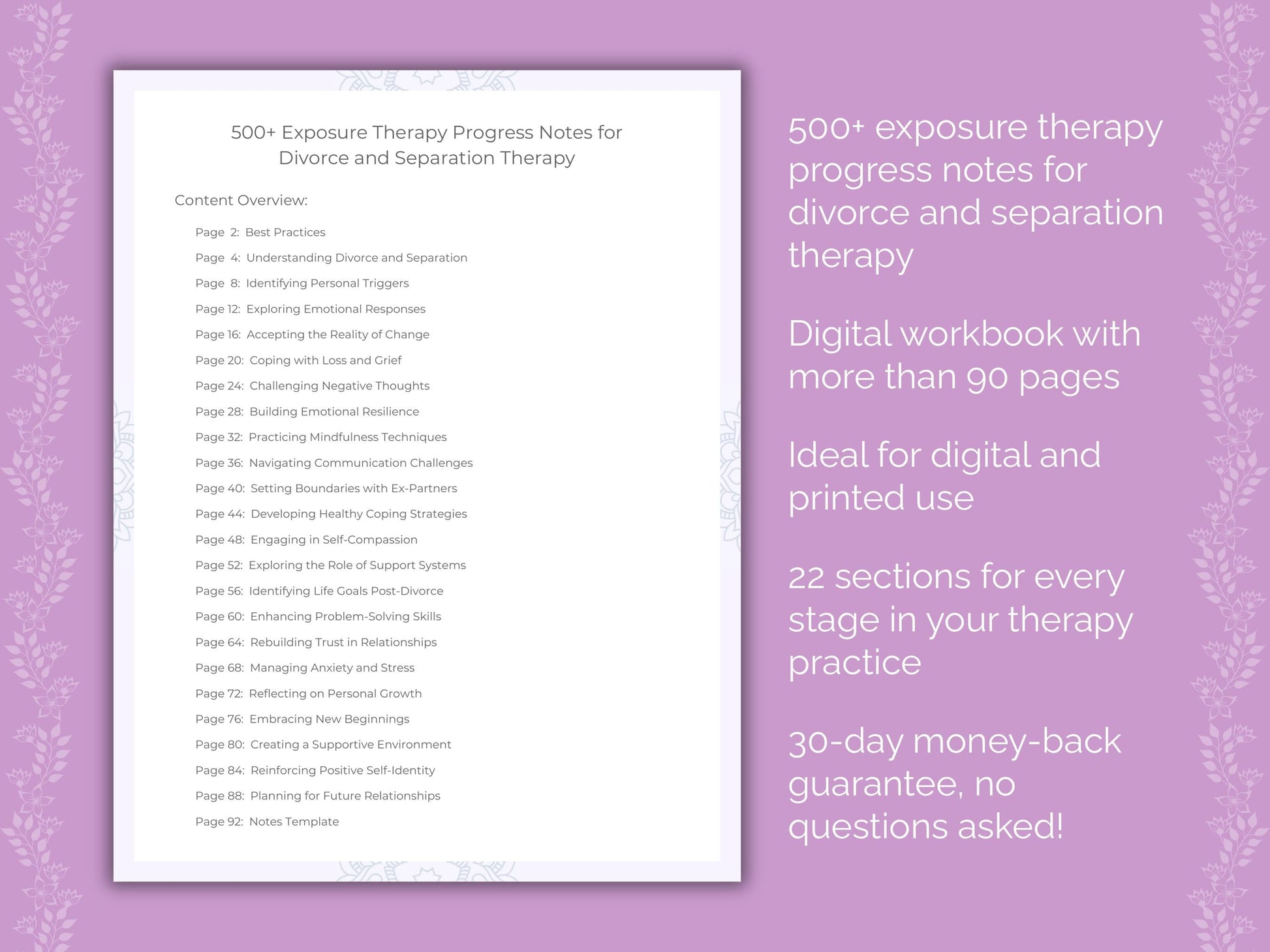 Divorce and Separation Exposure Therapy Therapist Worksheets