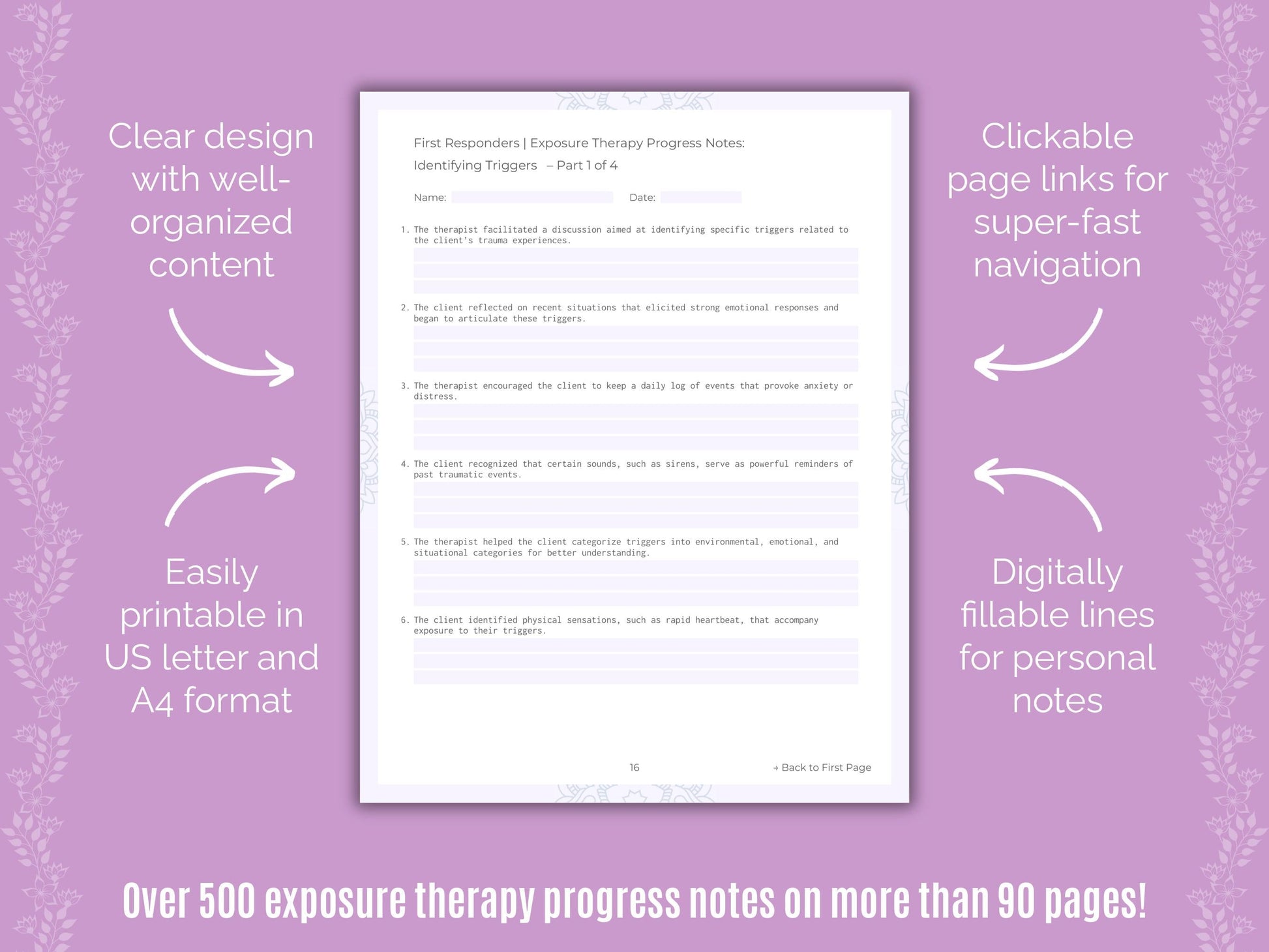 First Responders Exposure Therapy Counseling Templates