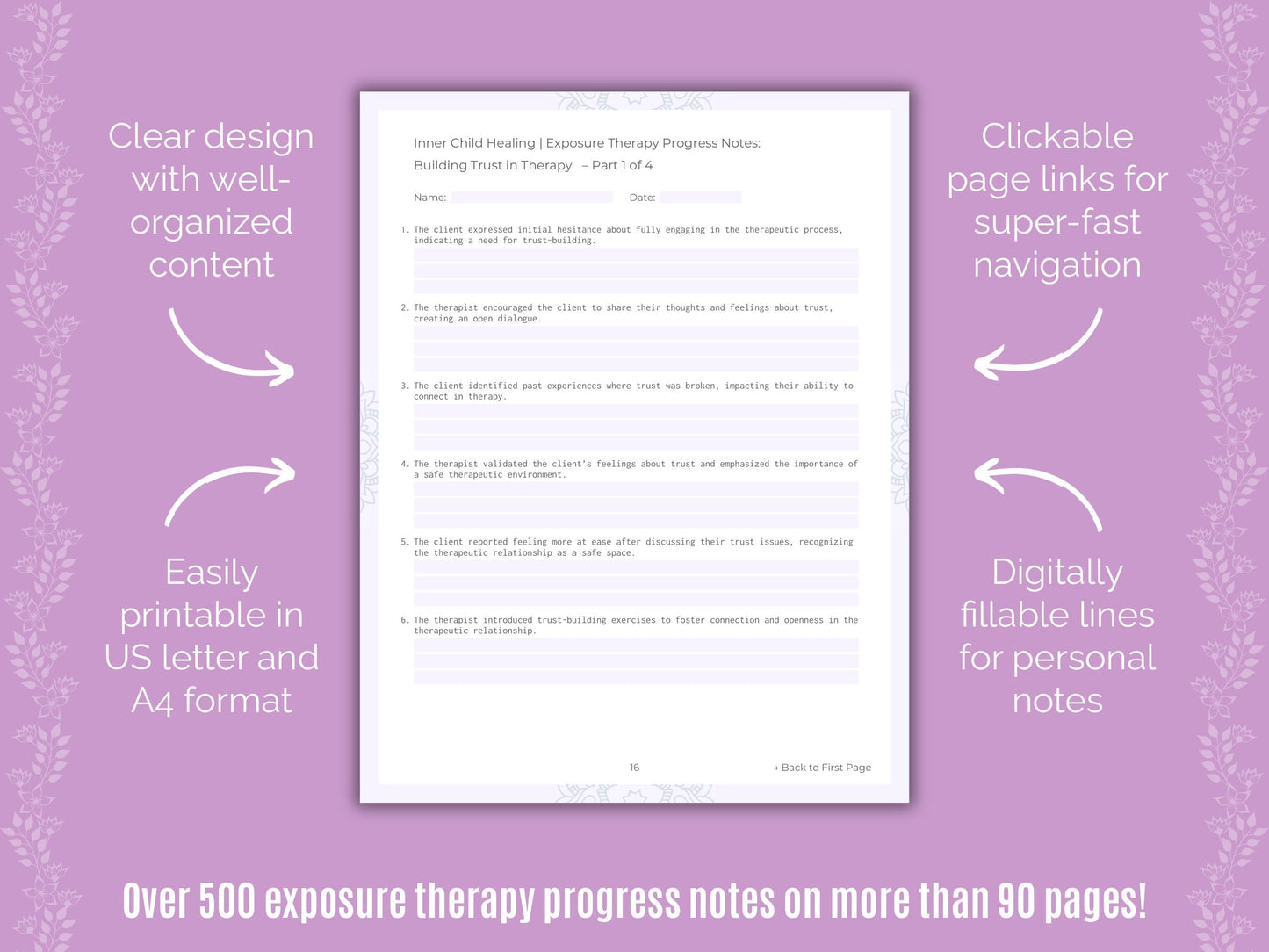 Inner Child Healing Exposure Therapy Counseling Templates