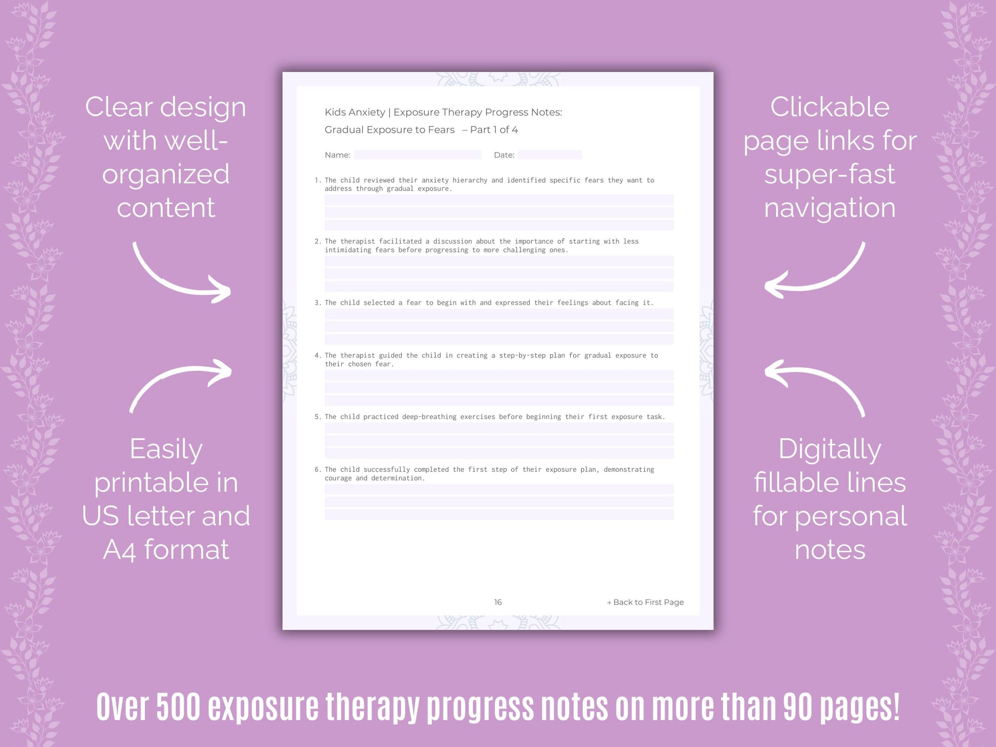 Kids Anxiety Exposure Therapy Counseling Templates