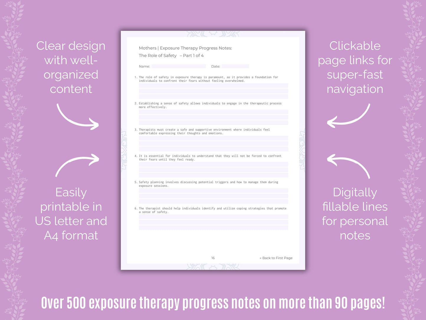 Mothers Exposure Therapy Counseling Templates