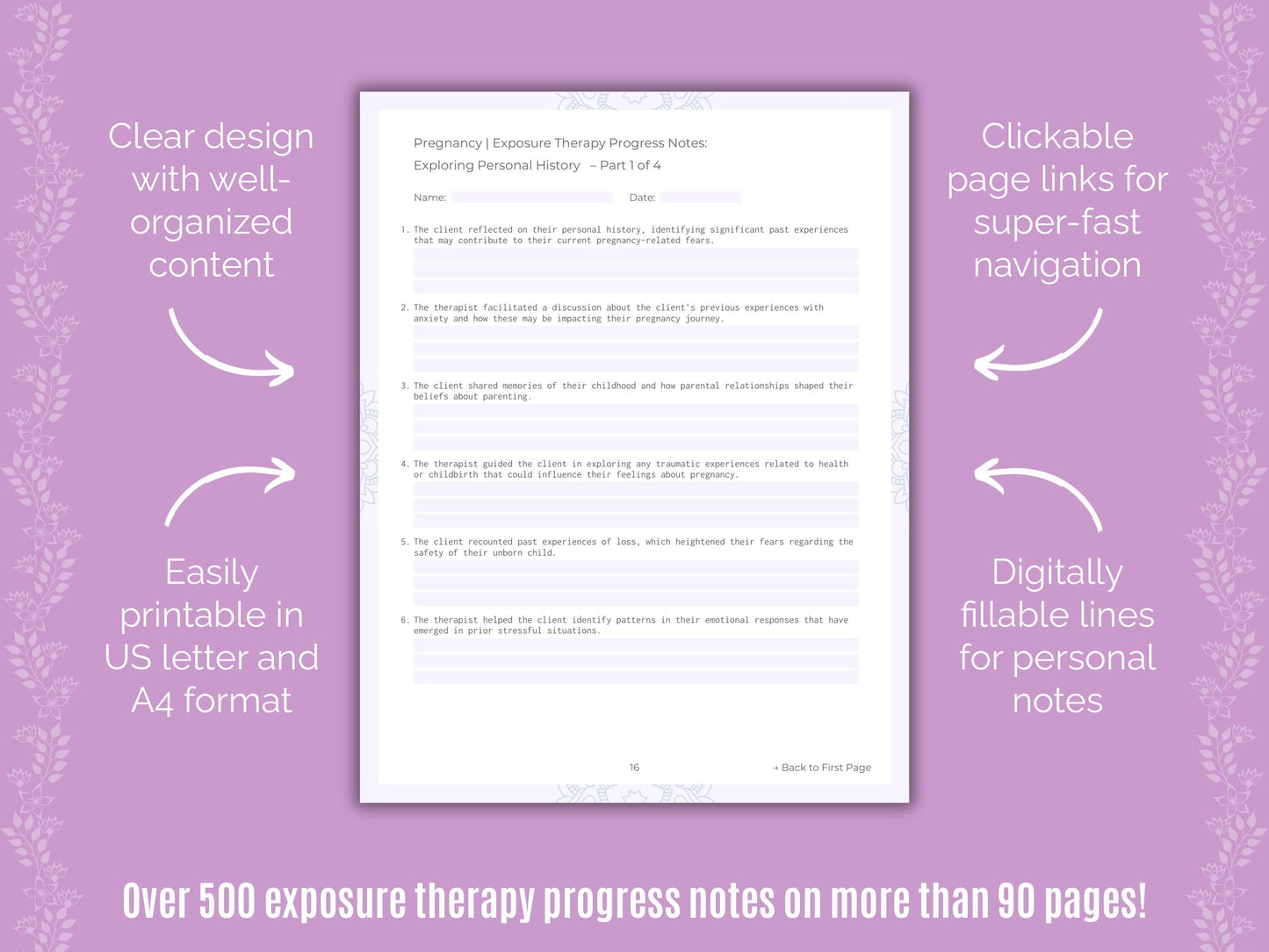 Pregnancy Exposure Therapy Counseling Templates