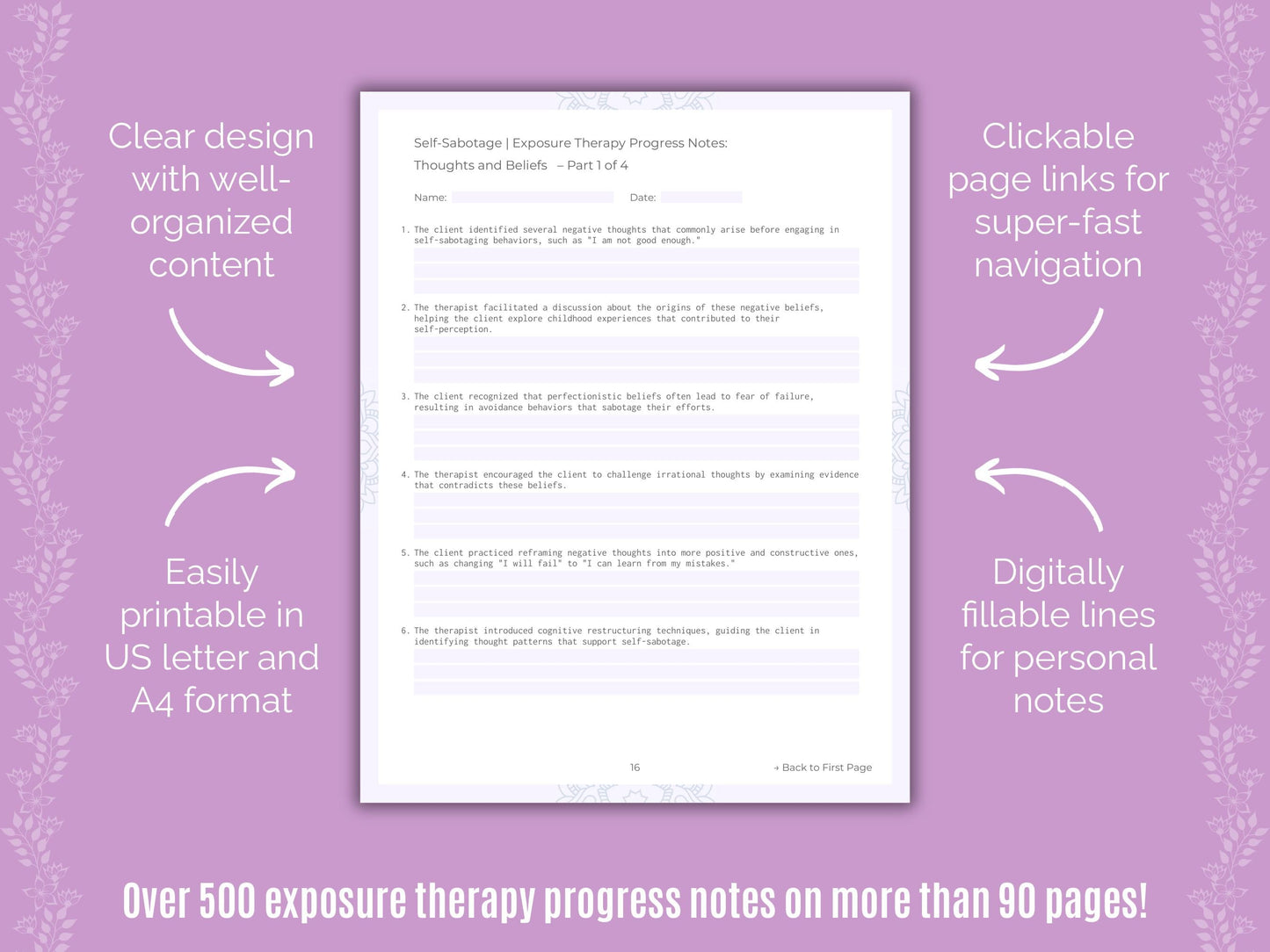 Self-Sabotage Exposure Therapy Counseling Templates