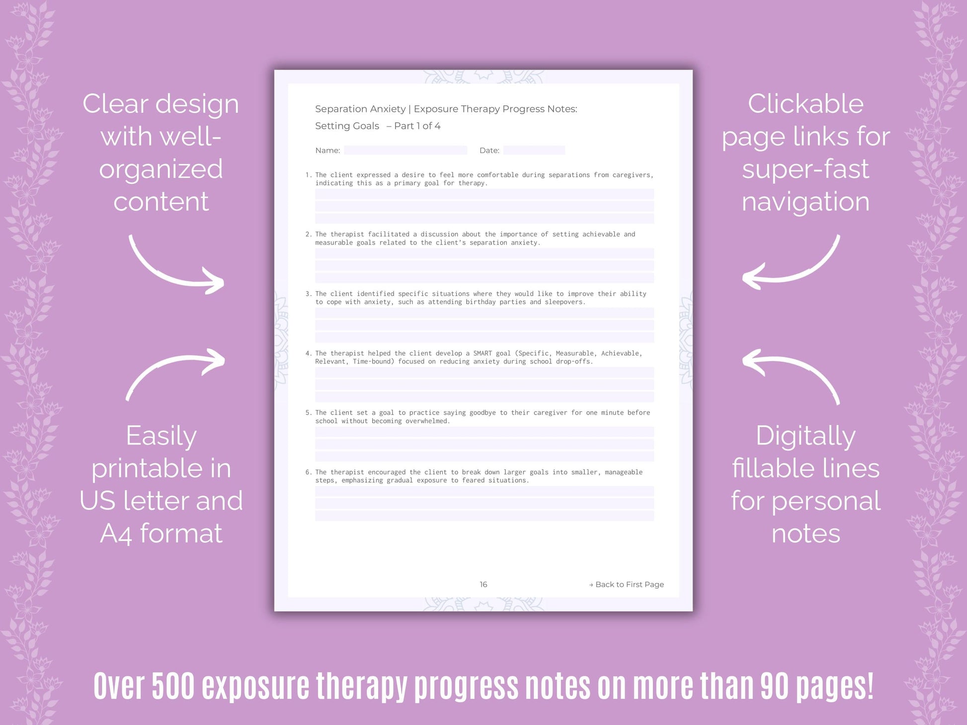 Separation Anxiety Exposure Therapy Counseling Templates