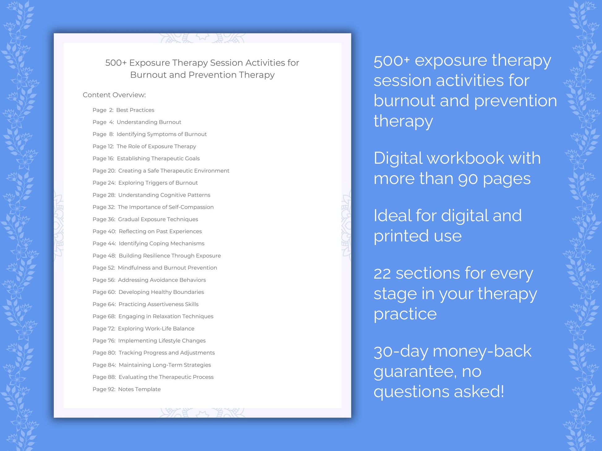 Burnout and Prevention Exposure Therapy Therapist Worksheets