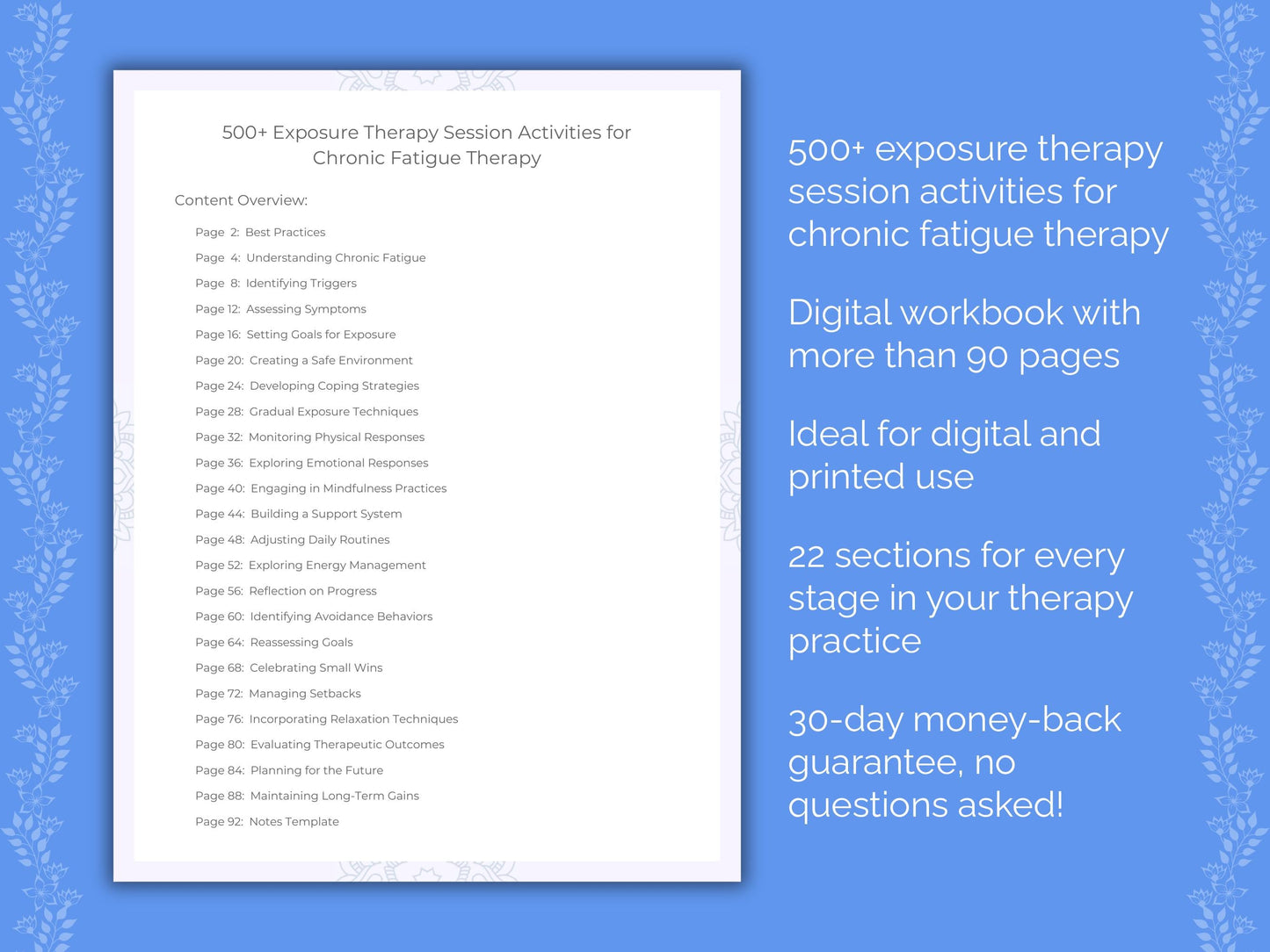 Chronic Fatigue Exposure Therapy Therapist Worksheets