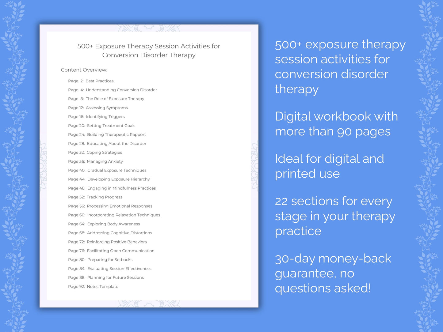 Conversion Disorder Exposure Therapy Therapist Worksheets