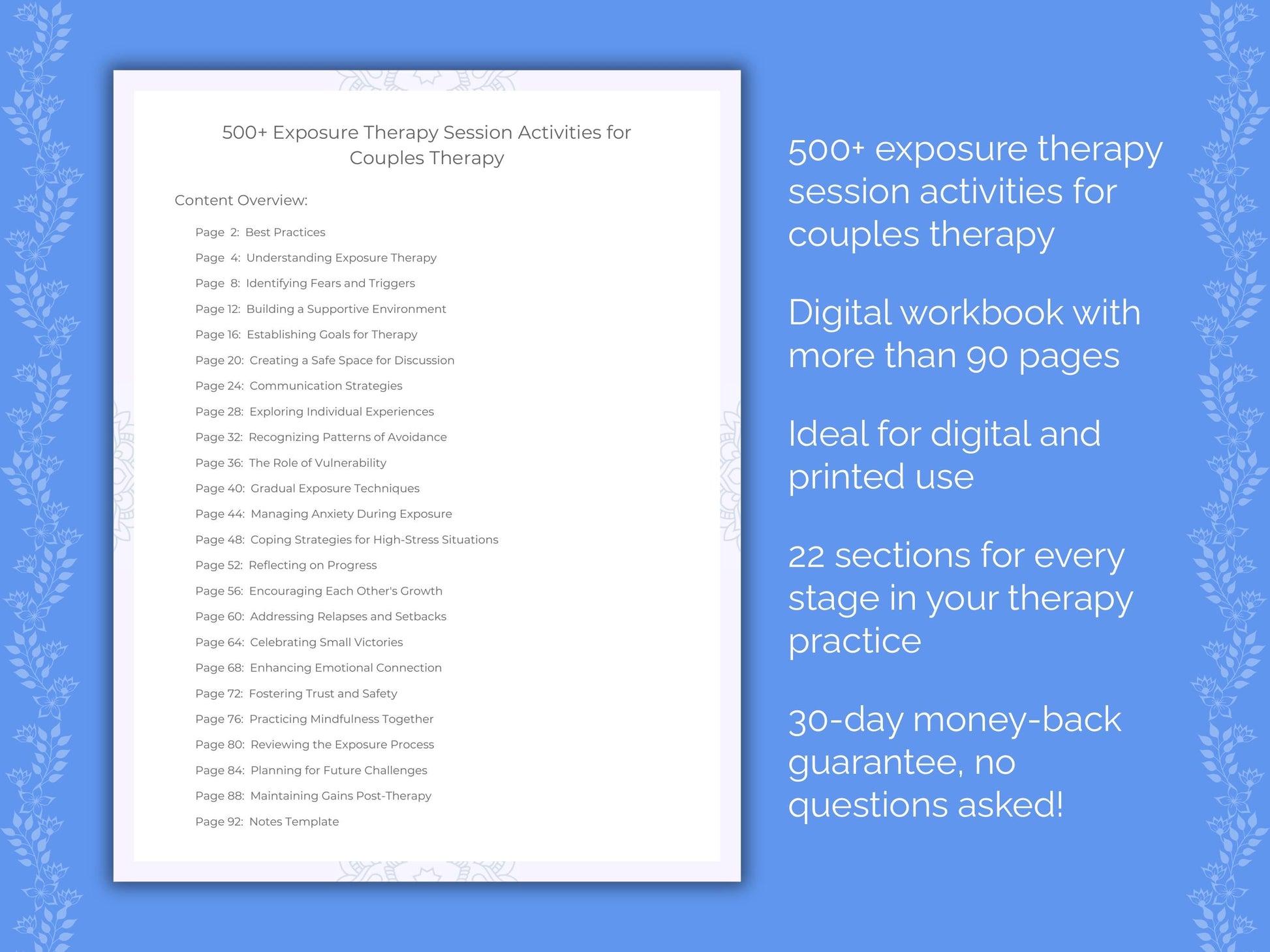 Couples Exposure Therapy Therapist Worksheets