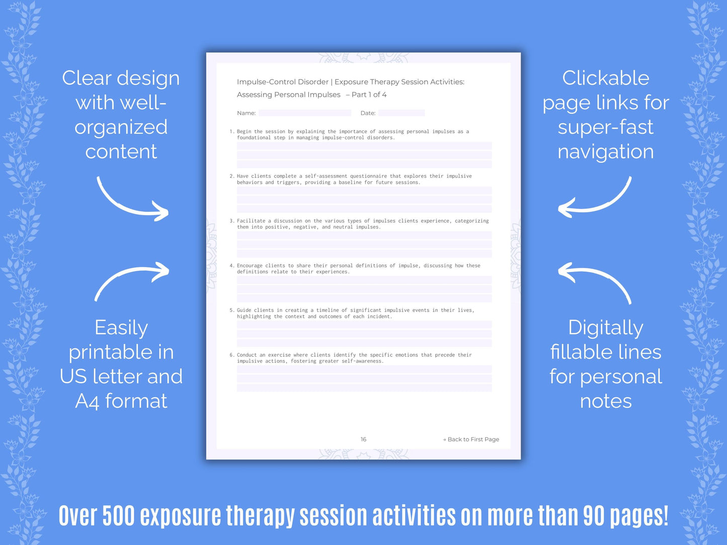 Impulse-Control Disorder (ICD) Exposure Therapy Counseling Templates