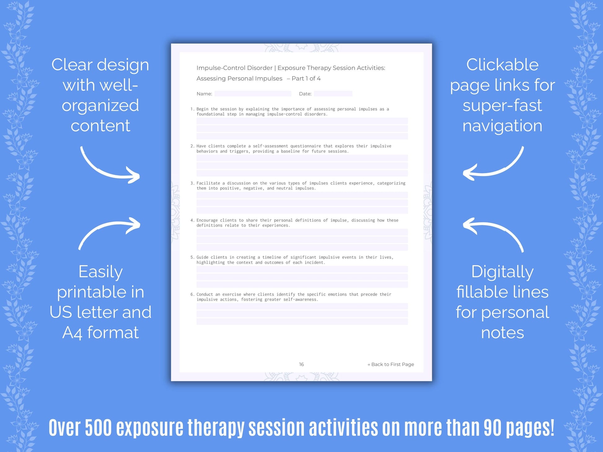 Impulse-Control Disorder (ICD) Exposure Therapy Counseling Templates