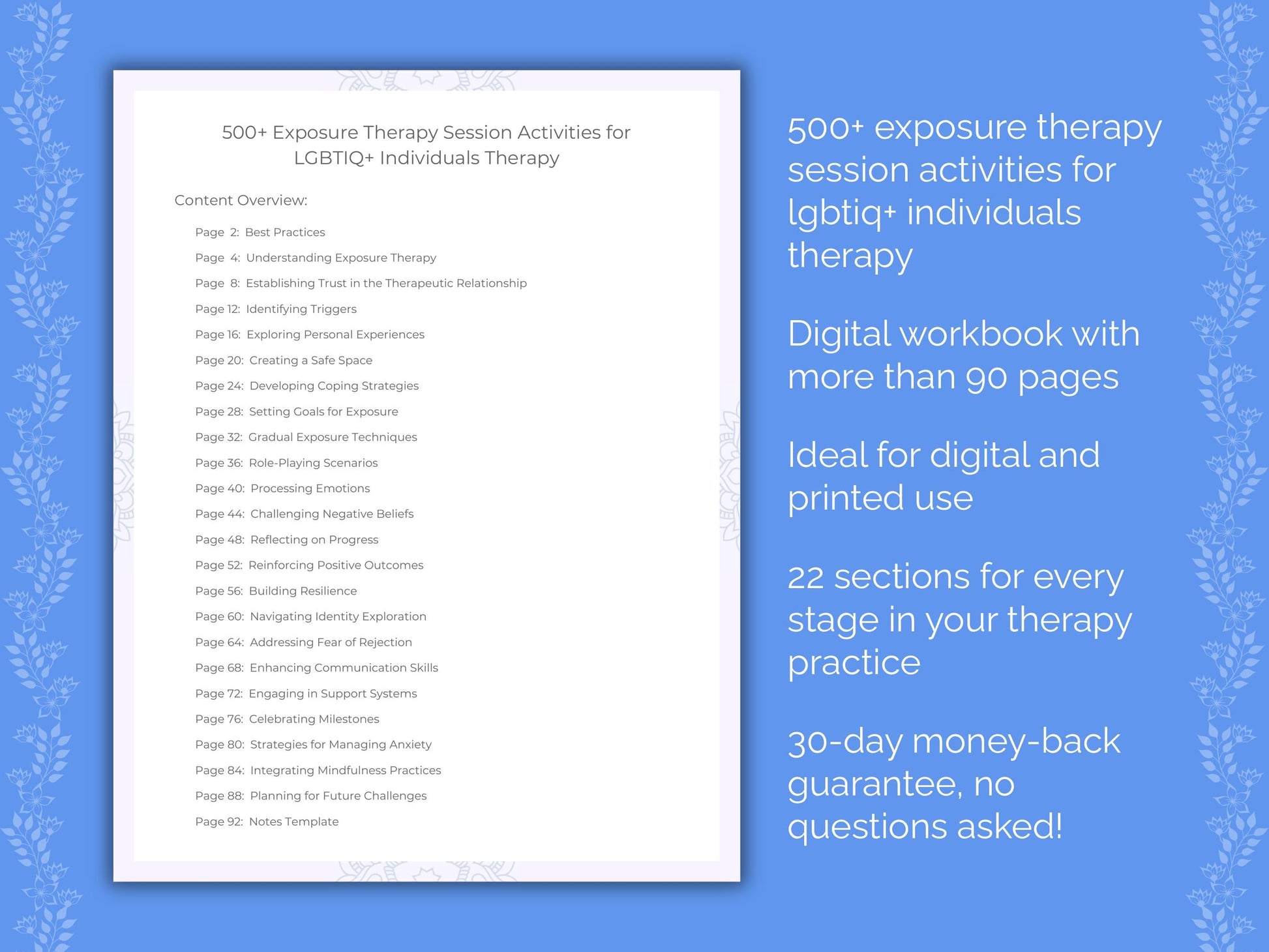 LGBTIQ+ Individuals Exposure Therapy Therapist Worksheets