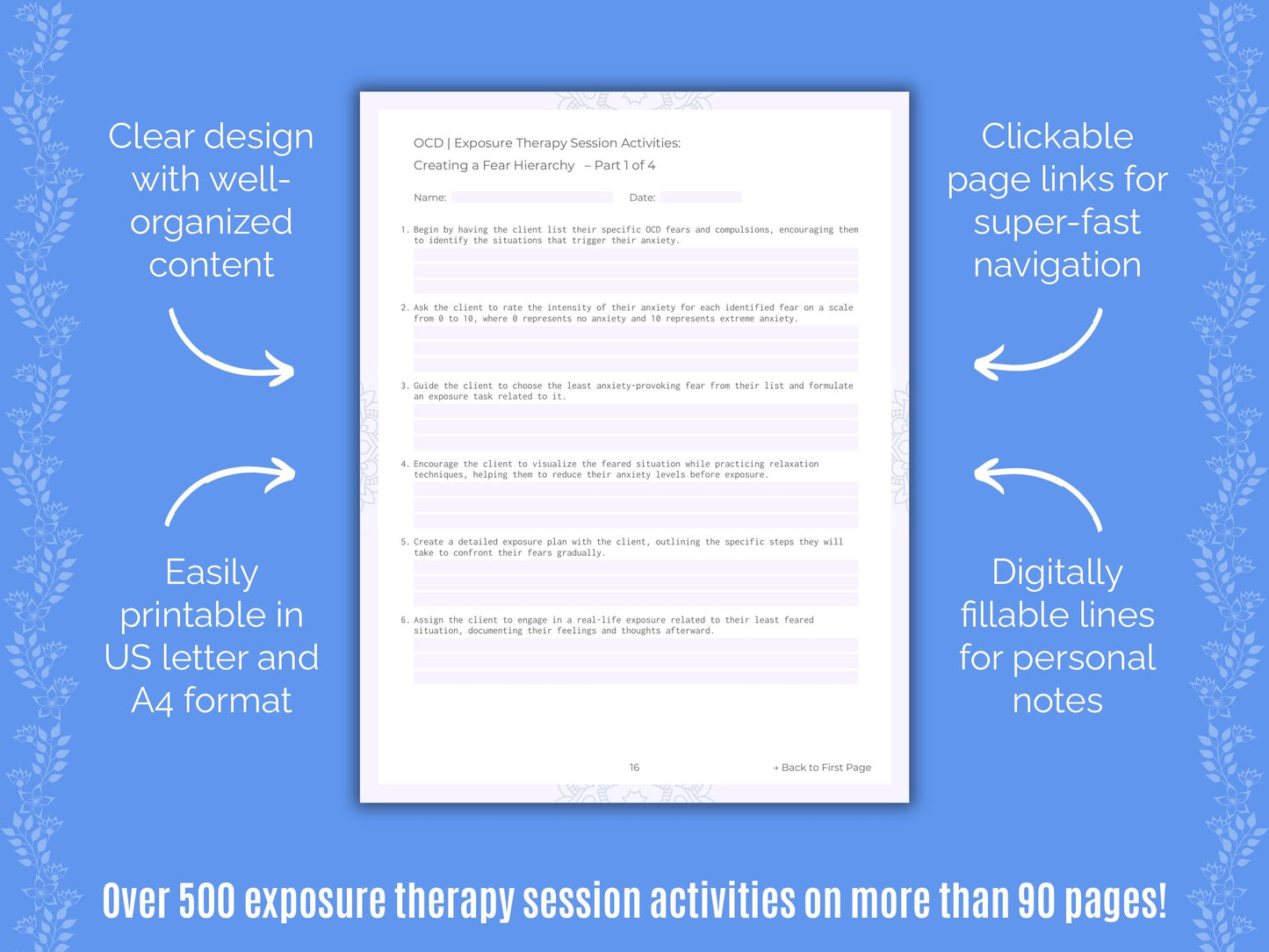 Obsessive-Compulsive Disorder (OCD) Exposure Therapy Counseling Templates