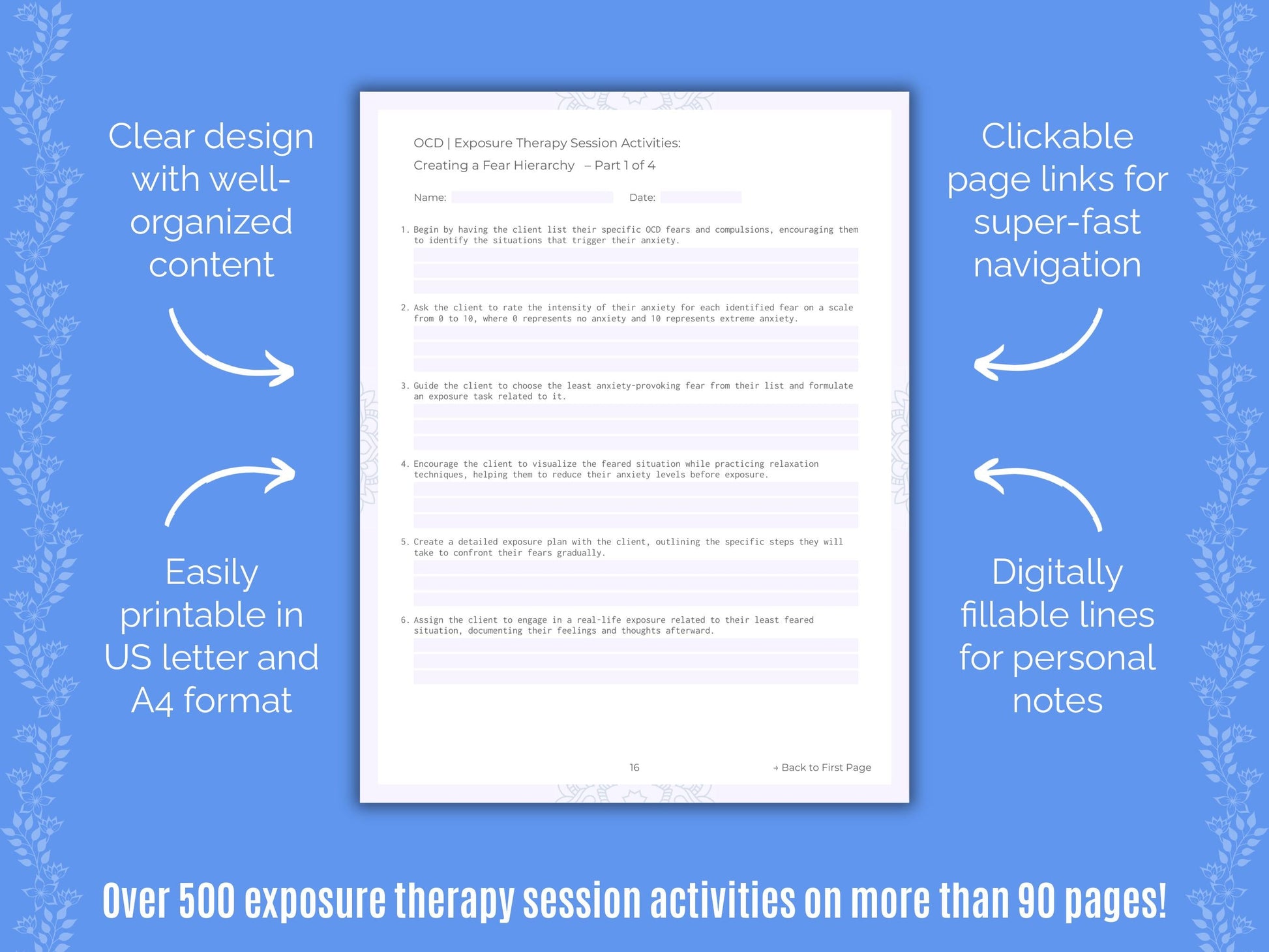 Obsessive-Compulsive Disorder (OCD) Exposure Therapy Counseling Templates