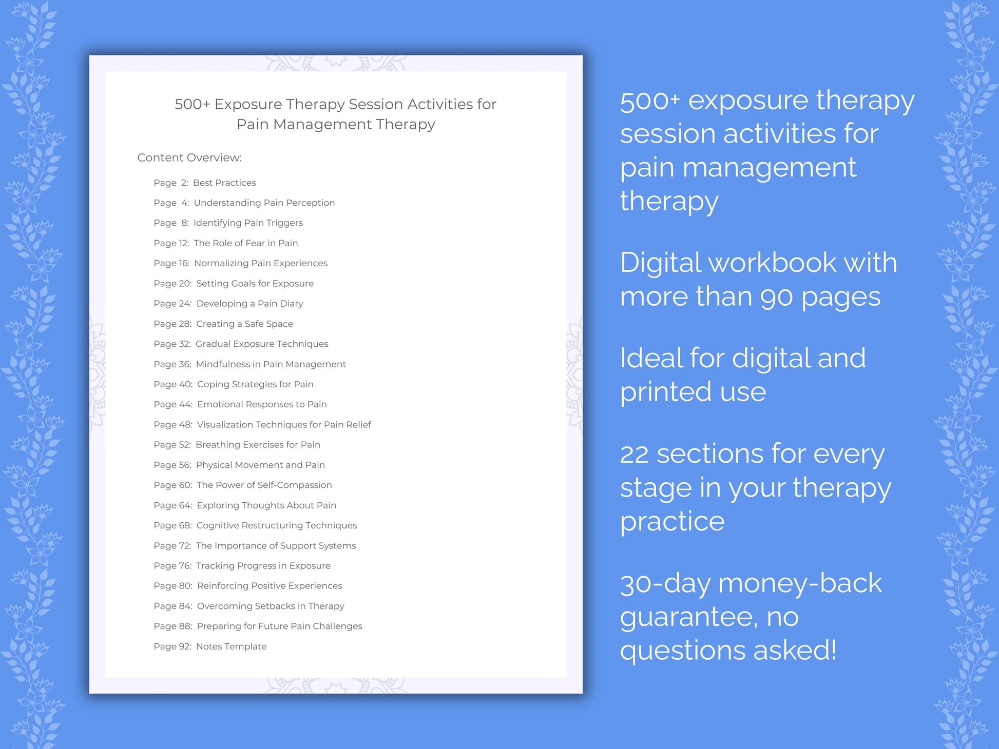 Pain Management Exposure Therapy Therapist Worksheets