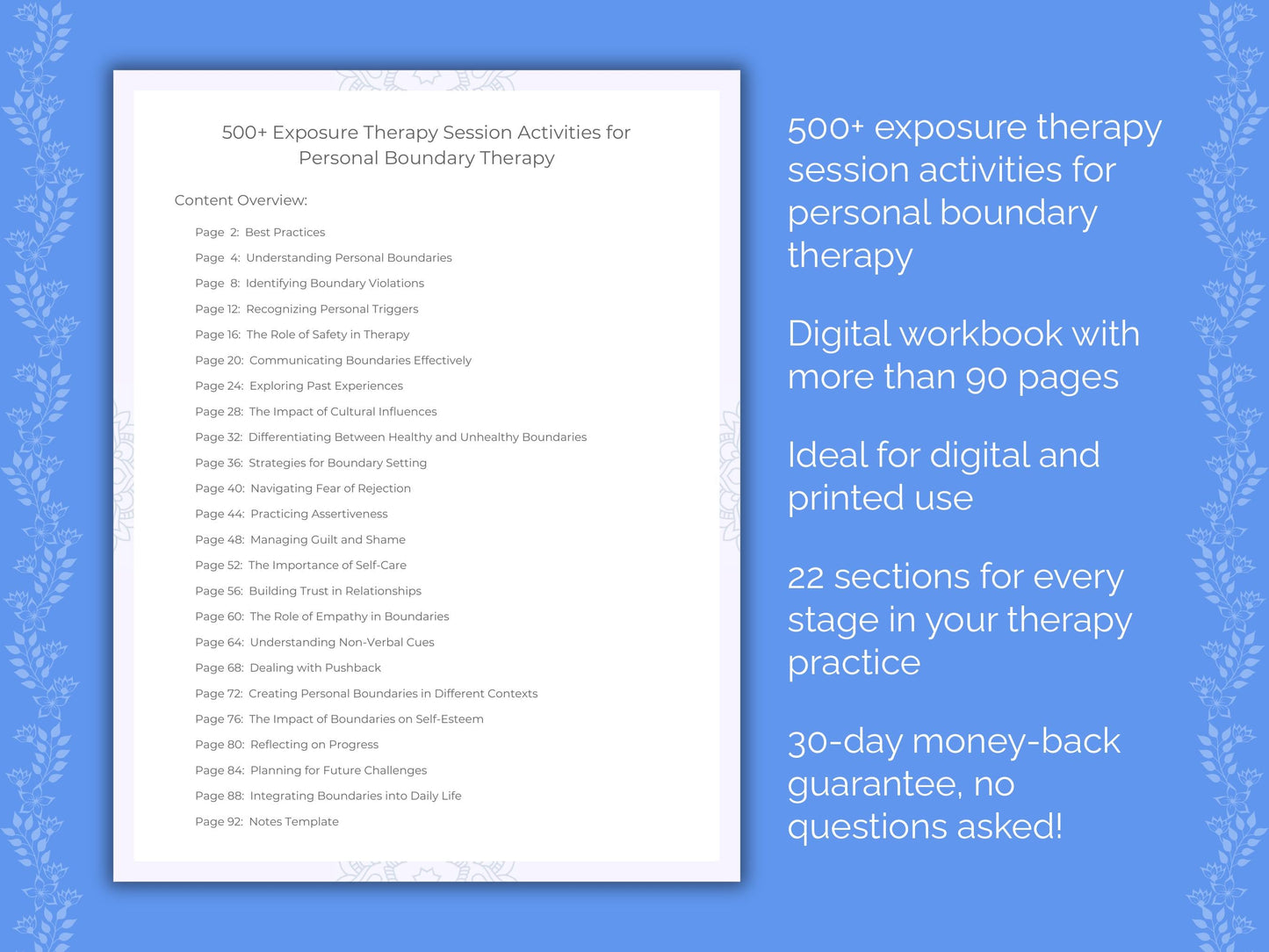 Personal Boundary Exposure Therapy Therapist Worksheets