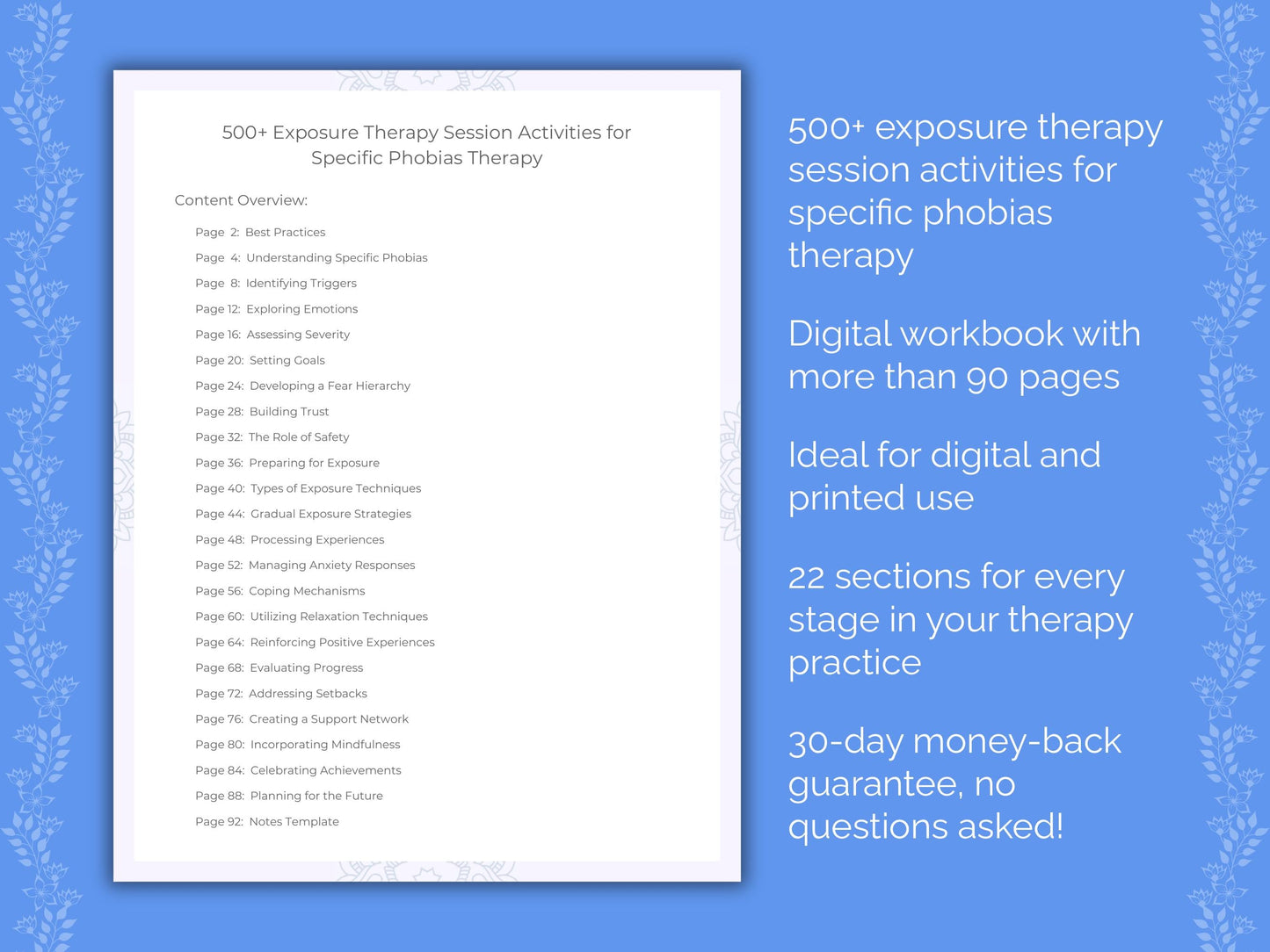 Specific Phobias Exposure Therapy Therapist Worksheets